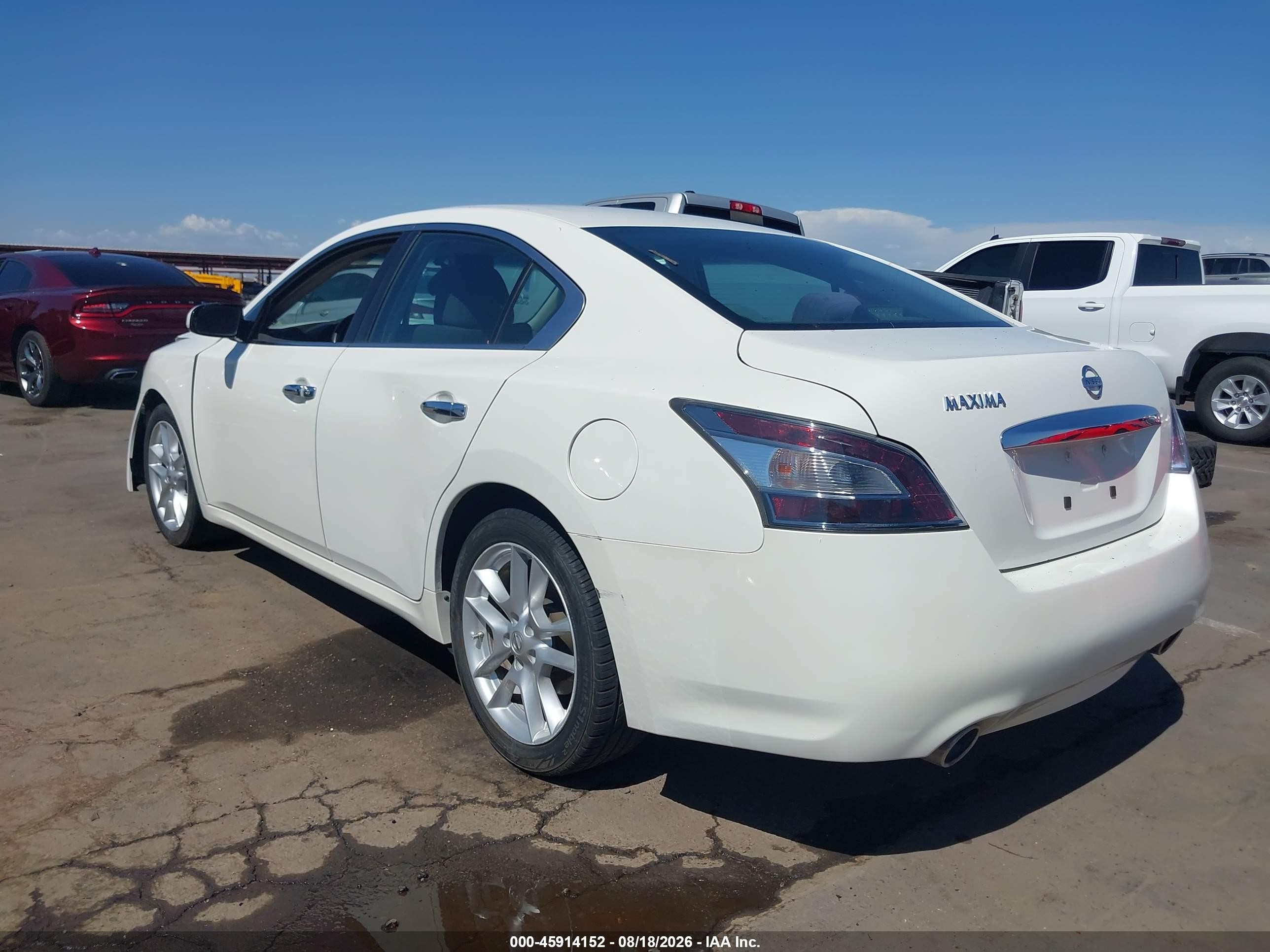 2012 Nissan Maxima 3.5 S White vin: 1N4AA5AP1CC821420