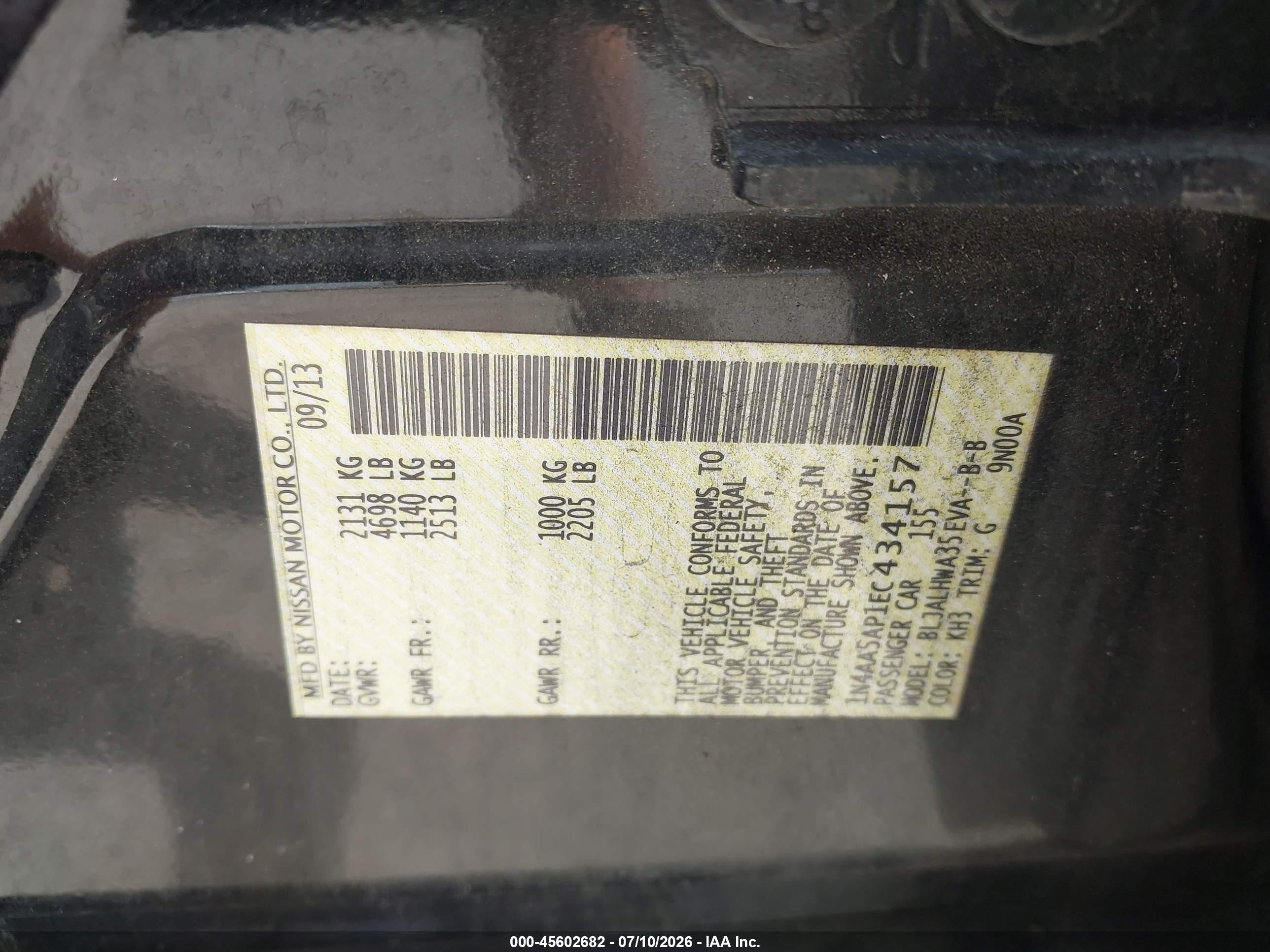 2014 Nissan Maxima 3.5 Sv Black vin: 1N4AA5AP1EC434157