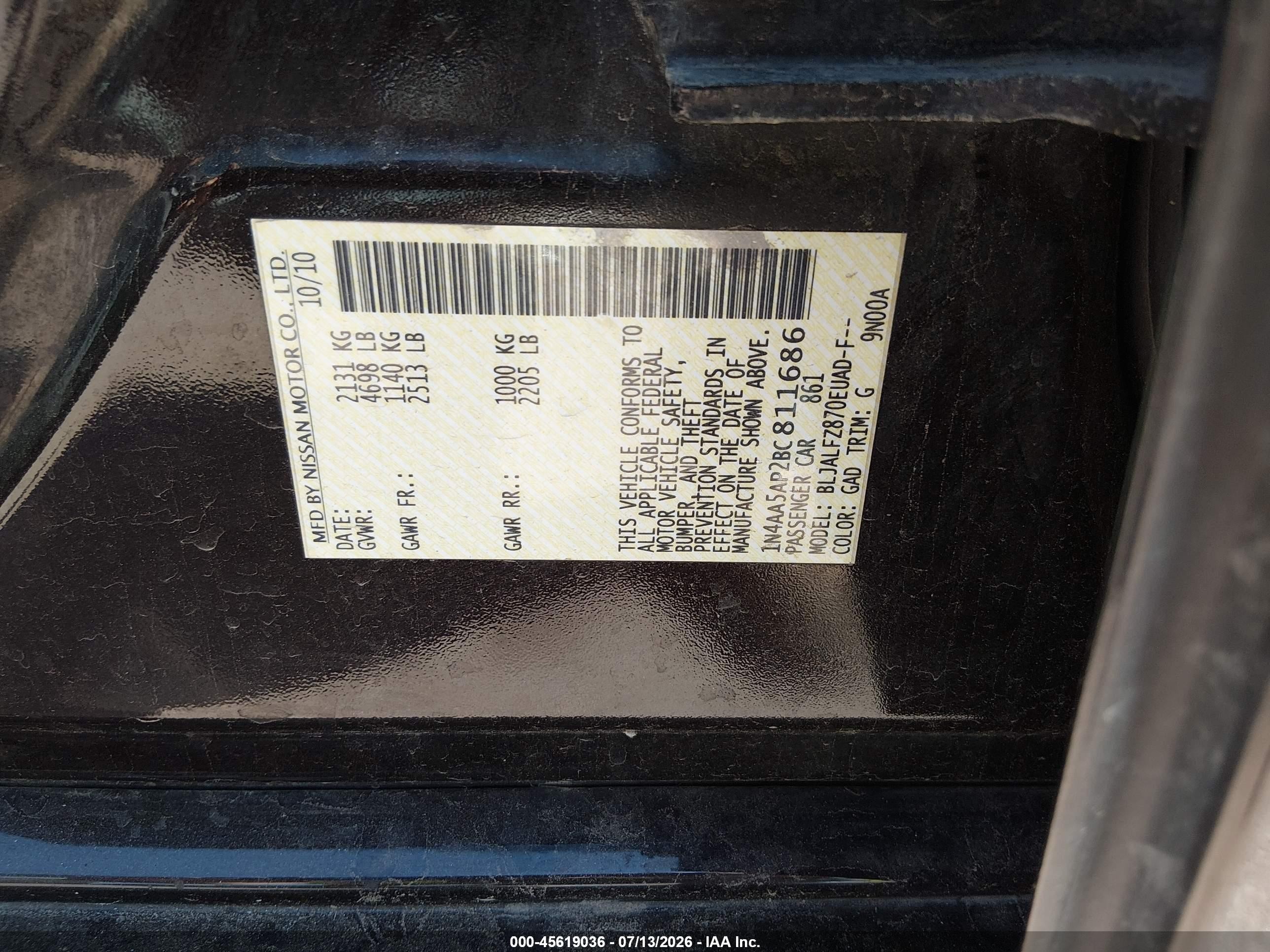 2011 Nissan Maxima 3.5 Sv Burgundy vin: 1N4AA5AP2BC811686
