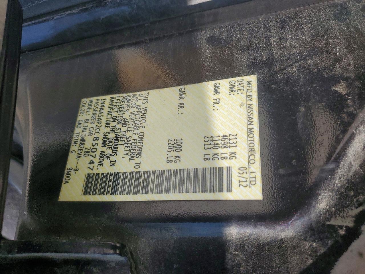 2012 Nissan Maxima Se Limited Black vin: 1N4AA5AP2CC850747