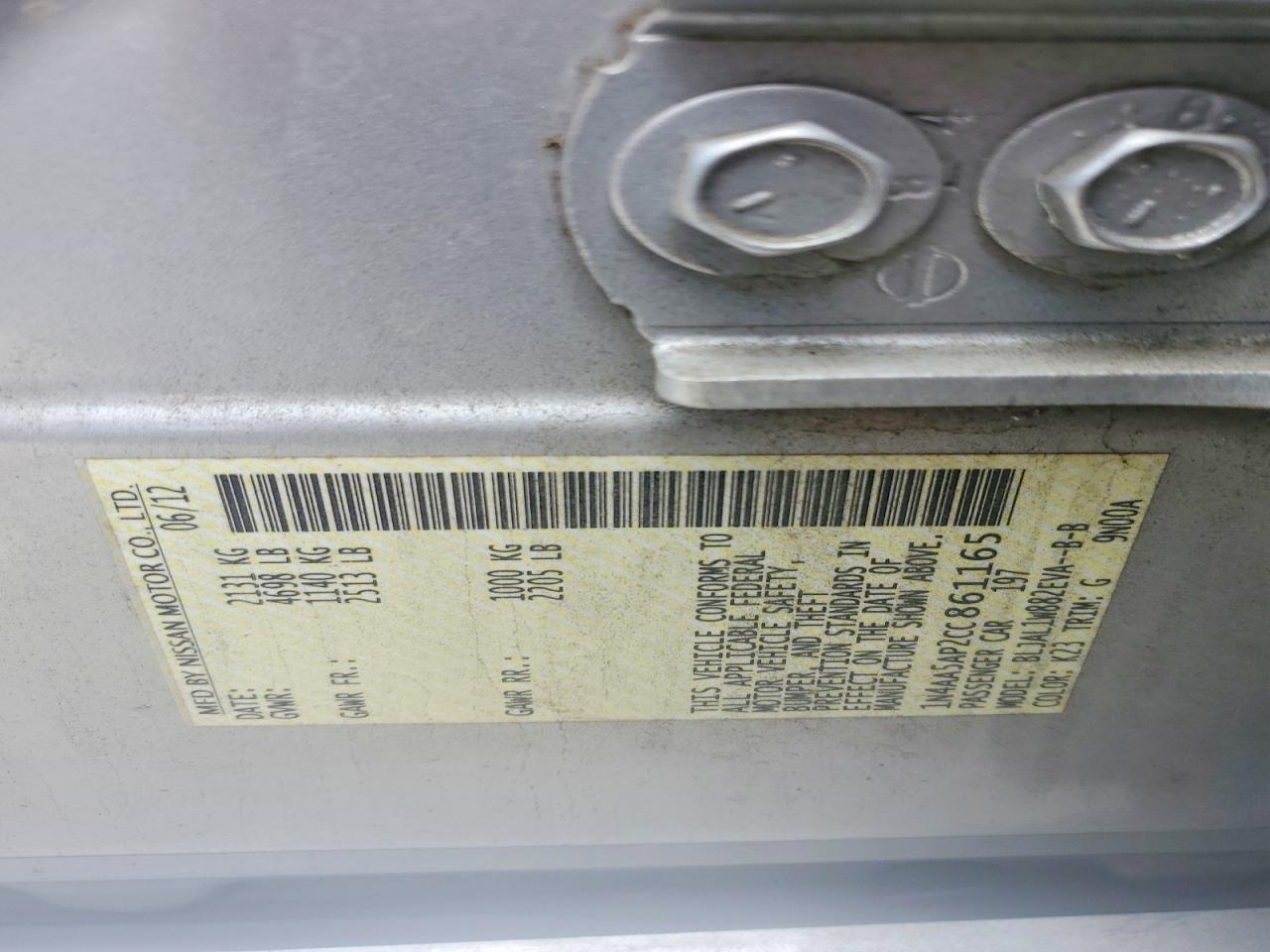 2012 Nissan Maxima S/sv Silver vin: 1N4AA5AP2CC861165