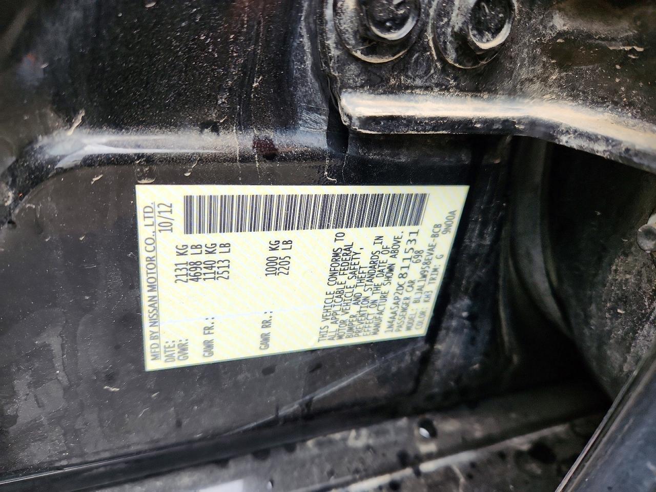 2013 Nissan Maxima 3.5 Sv Black vin: 1N4AA5AP2DC811531