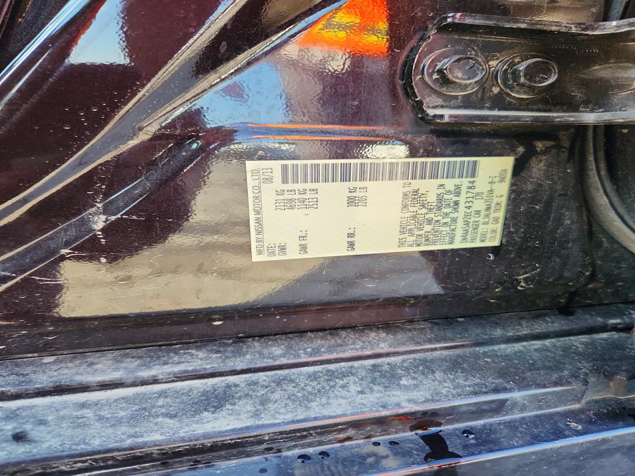 2014 Nissan Maxima 3.5 Sv Maroon vin: 1N4AA5AP2EC431784