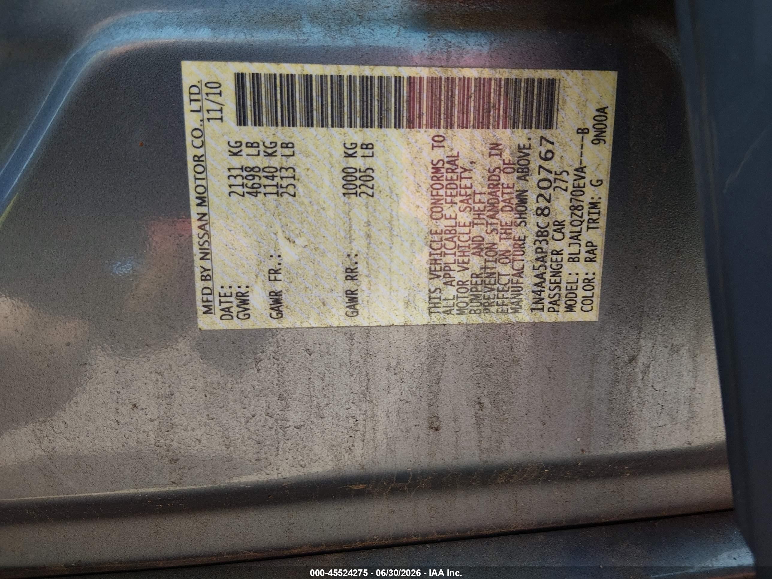 2011 Nissan Maxima 3.5 S Silver vin: 1N4AA5AP3BC820767