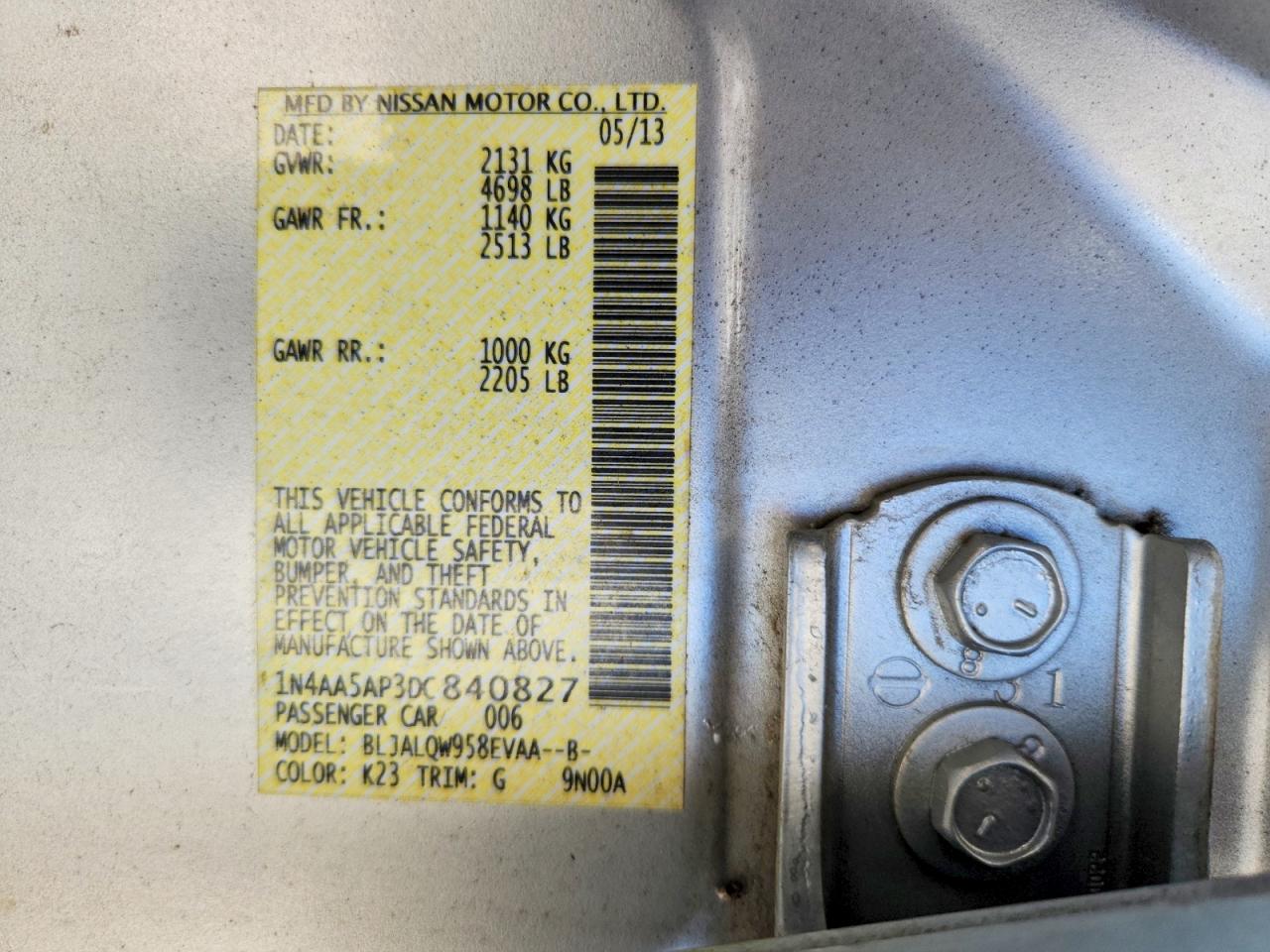 2013 Nissan Maxima 3.5 S Silver vin: 1N4AA5AP3DC840827