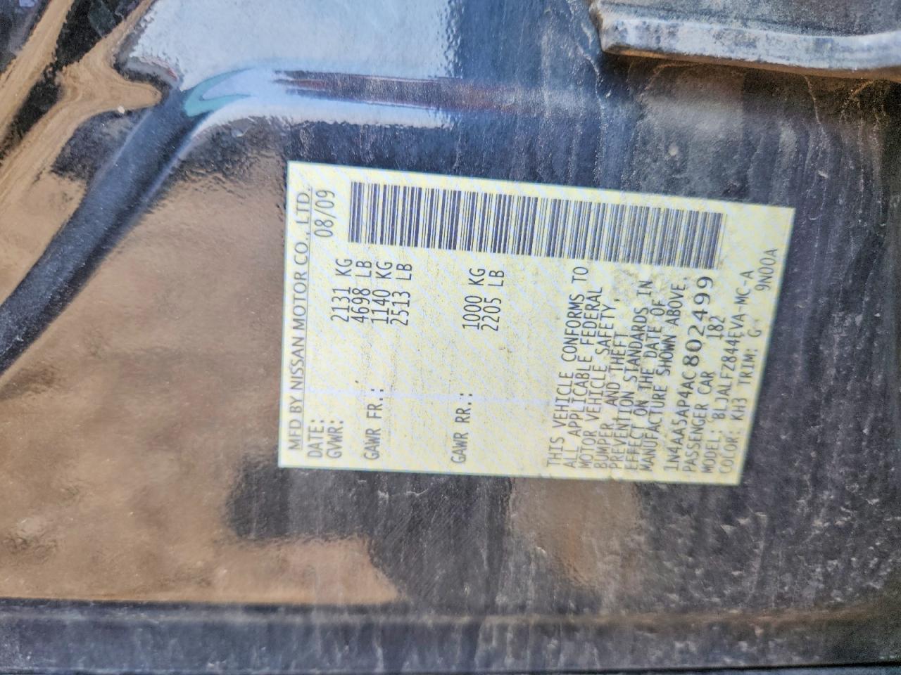 2010 Nissan Maxima 3.5 S Черный vin: 1N4AA5AP4AC802499