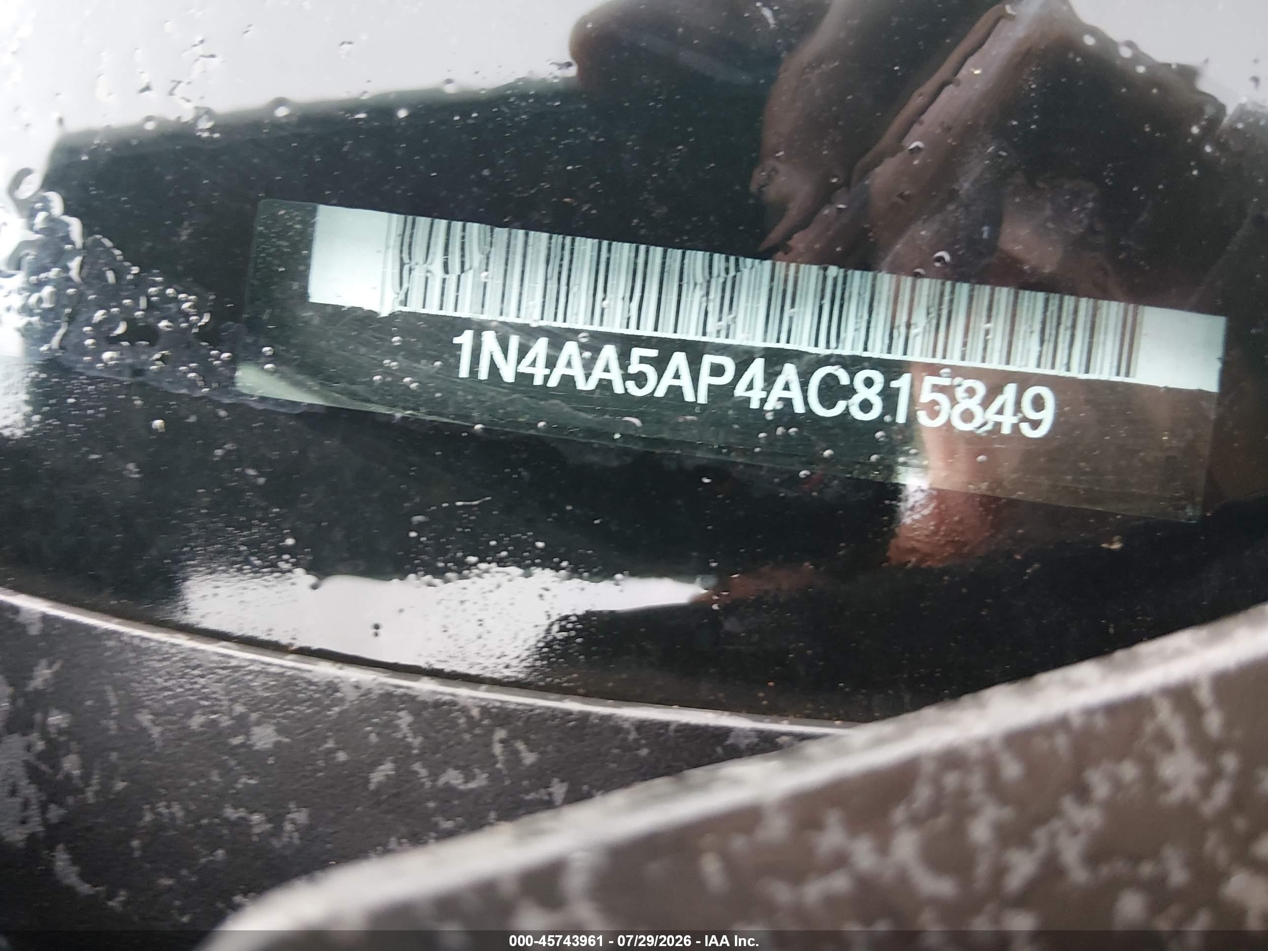 2010 Nissan Maxima 3.5 Sv Черный vin: 1N4AA5AP4AC815849