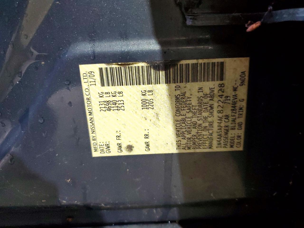 2010 Nissan Maxima 3.5 S Gray vin: 1N4AA5AP4AC822428