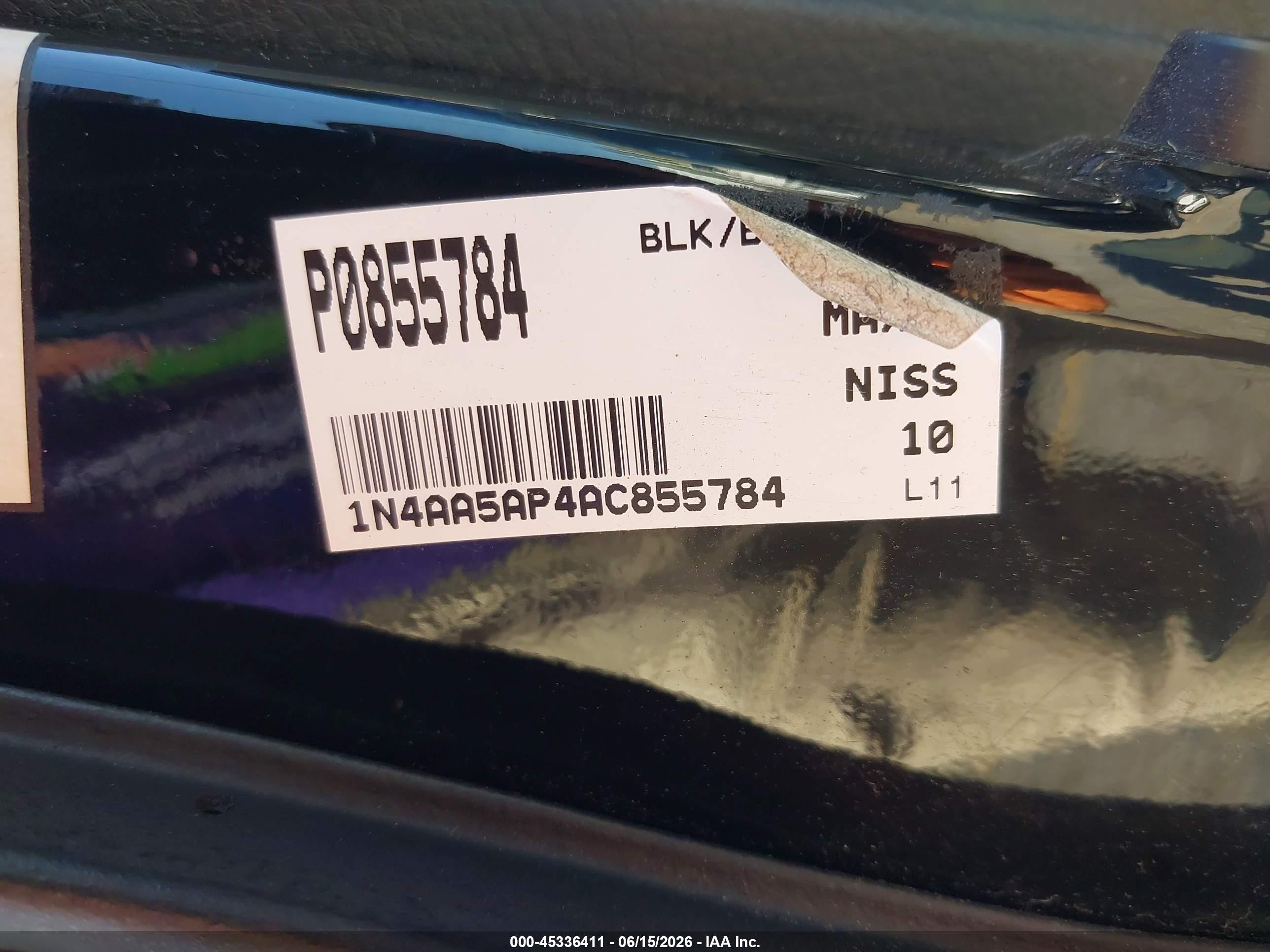 2010 Nissan Maxima 3.5 Sv Черный vin: 1N4AA5AP4AC855784