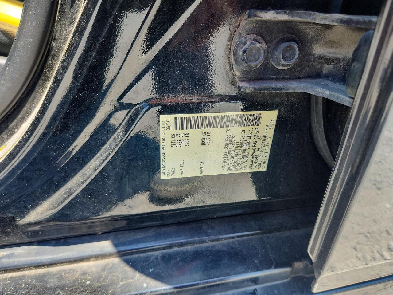 2010 Nissan Maxima 3.5 S Black vin: 1N4AA5AP4AC862363