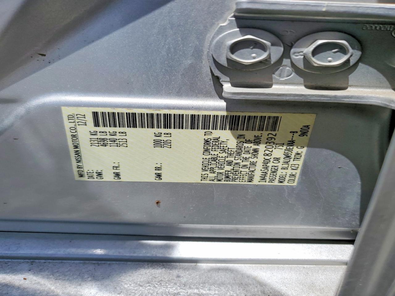2013 Nissan Maxima 3.5 S Silver vin: 1N4AA5AP4DC820392
