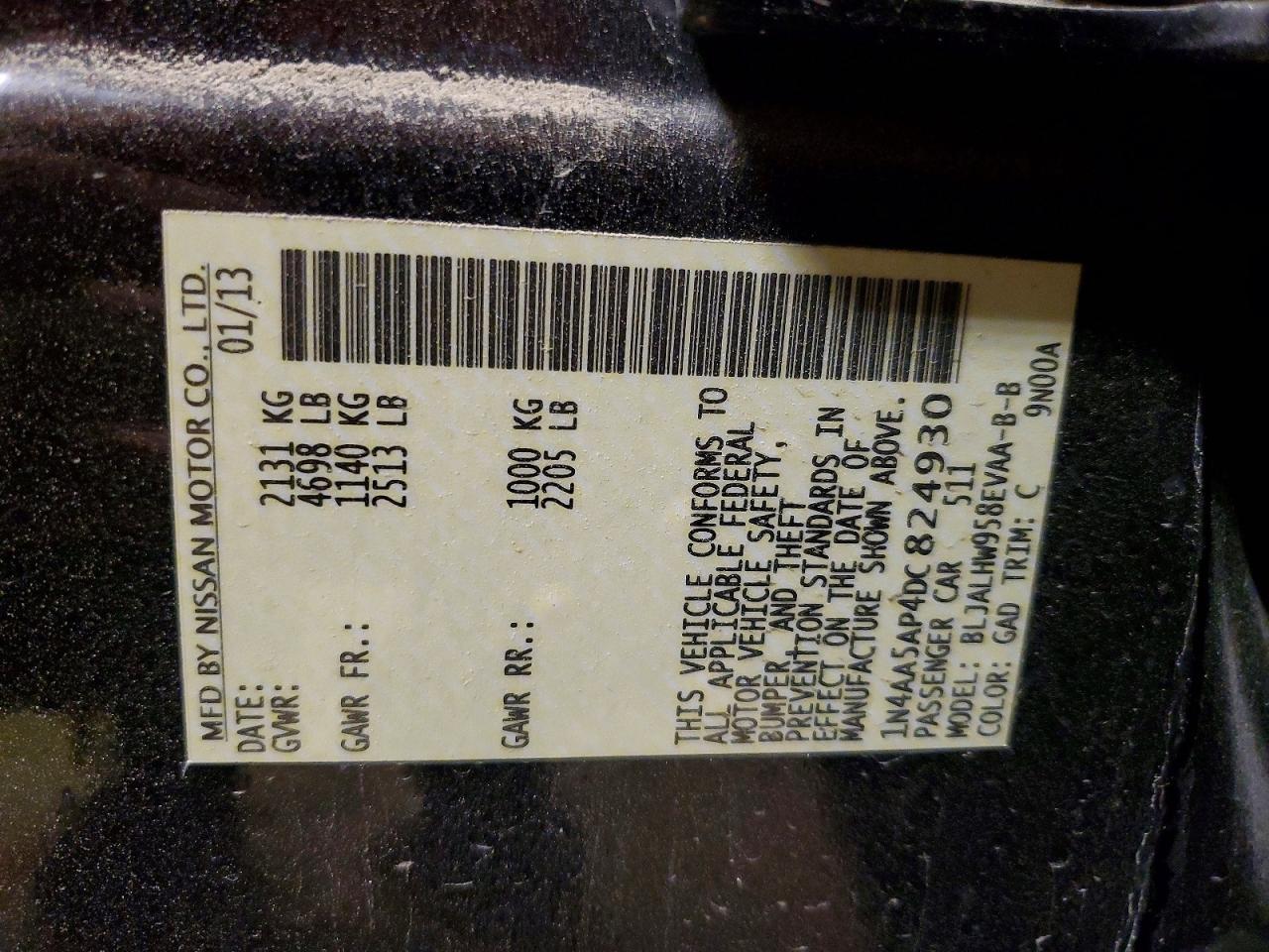 2013 Nissan Maxima Purple vin: 1N4AA5AP4DC824930
