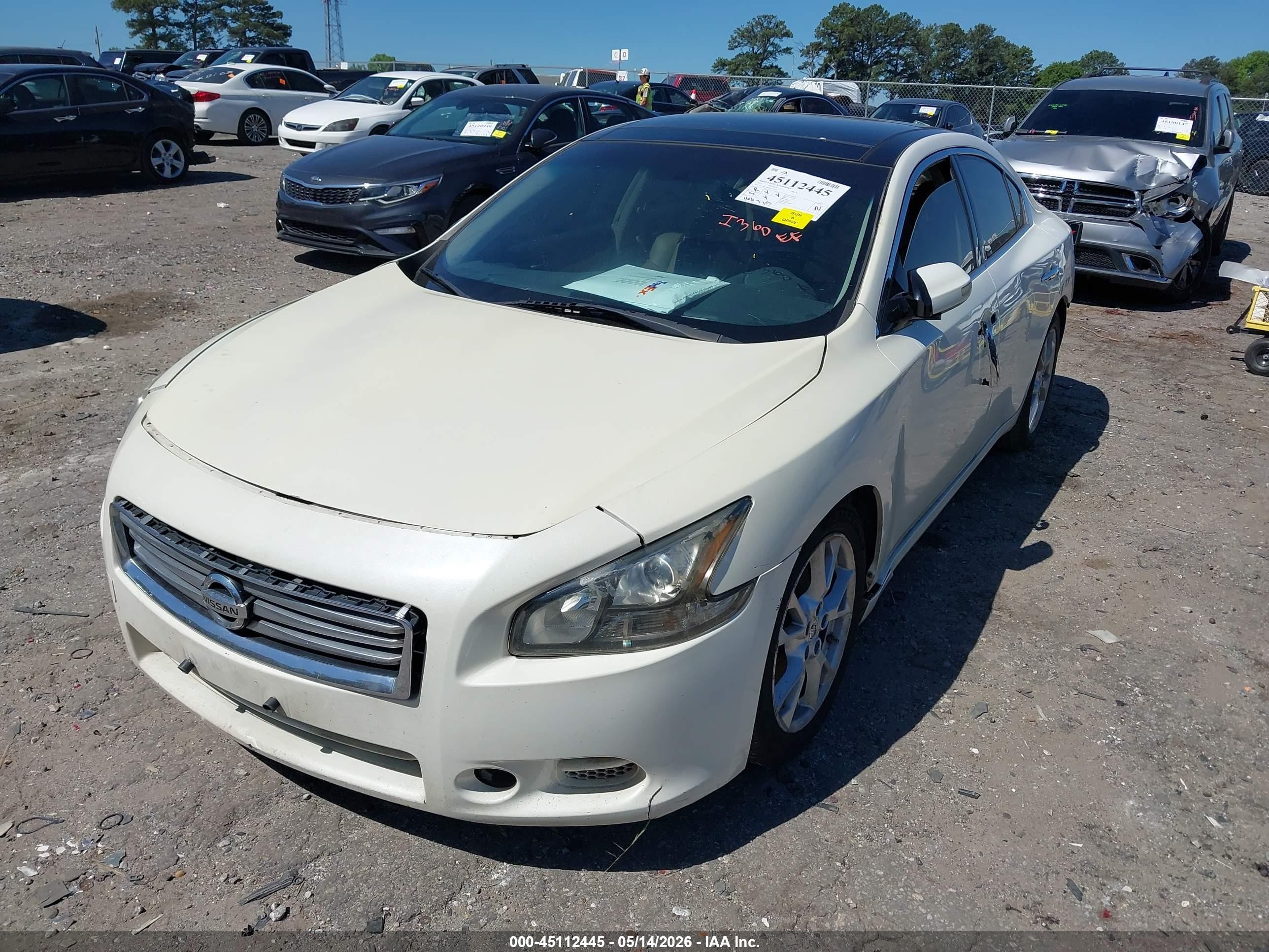 2013 Nissan Maxima 3.5 Sv White vin: 1N4AA5AP4DC834129