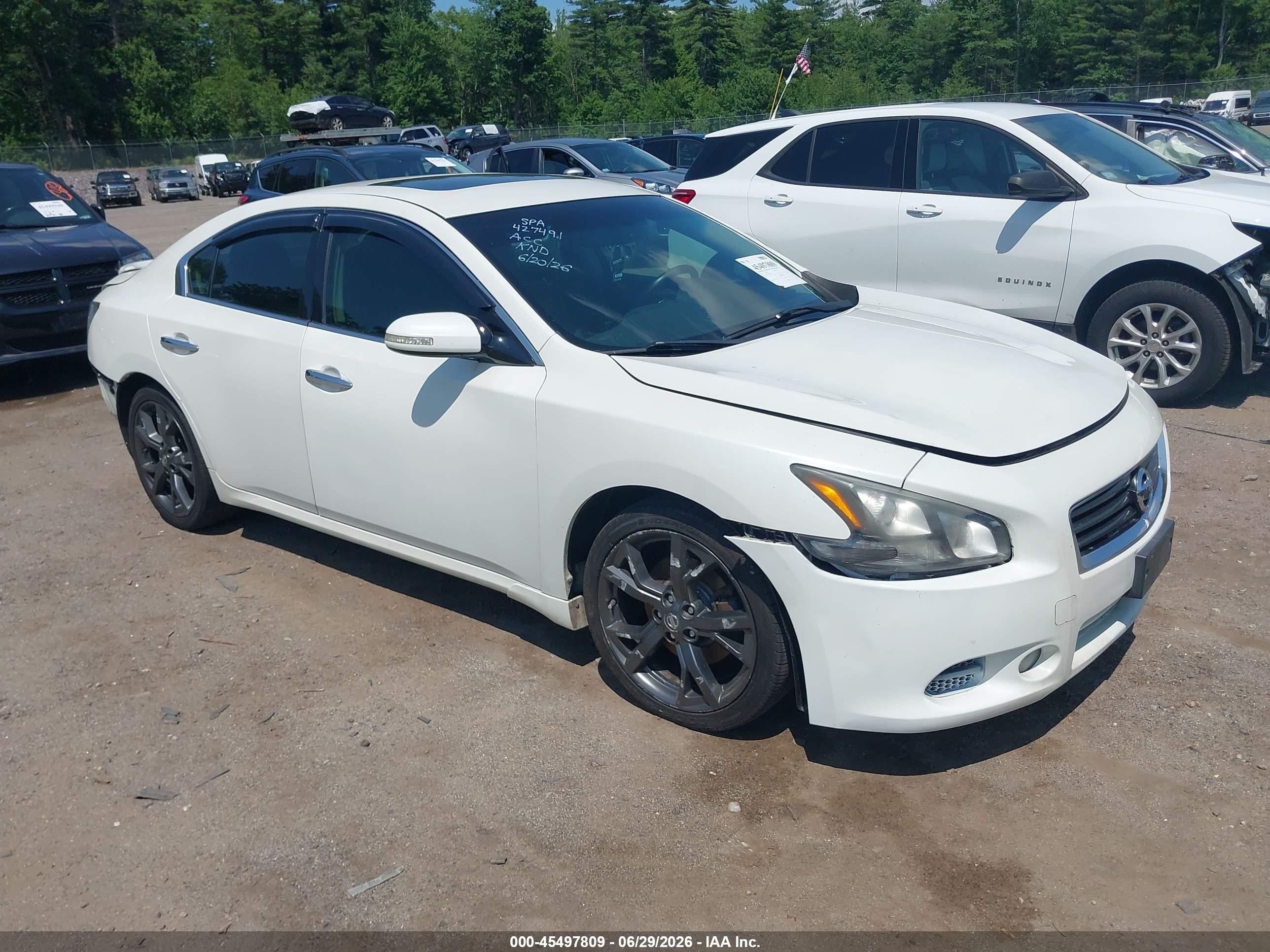2013 Nissan Maxima 3.5 Sv White vin: 1N4AA5AP4DC847222
