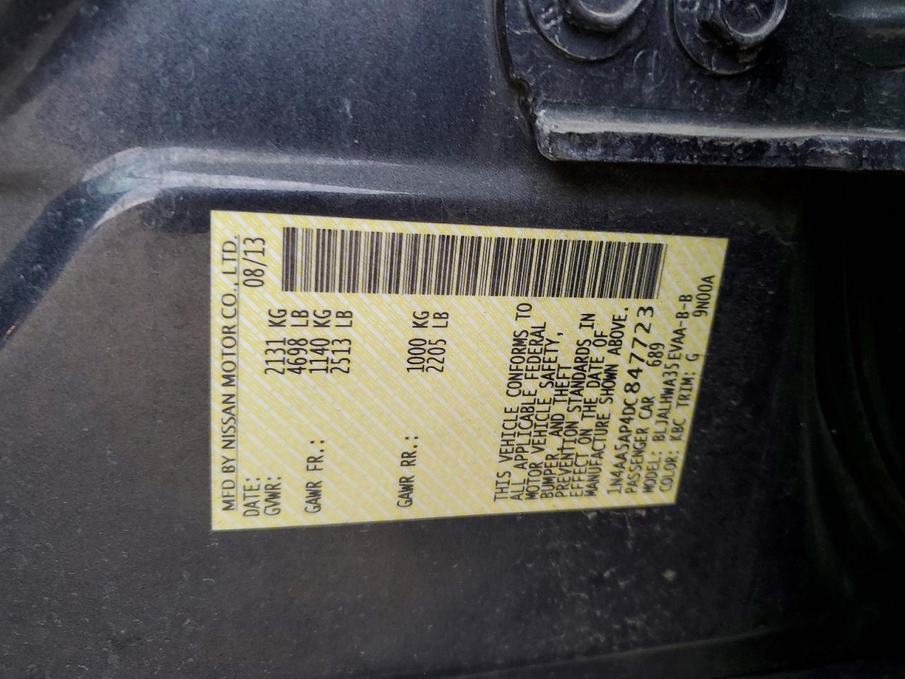 2013 Nissan Maxima 3.5 S Gray vin: 1N4AA5AP4DC847723