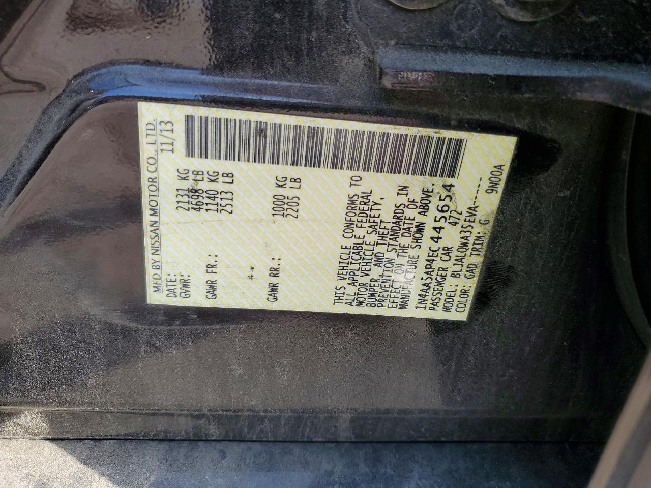 2014 Nissan Maxima 3.5 S Burgundy vin: 1N4AA5AP4EC445654