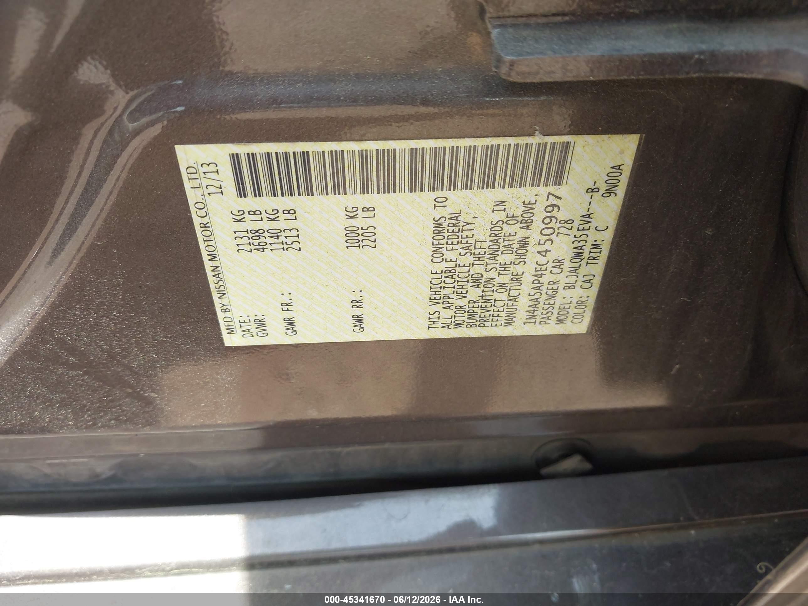 2014 Nissan Maxima 3.5 S/3.5 Sv Black vin: 1N4AA5AP4EC450997