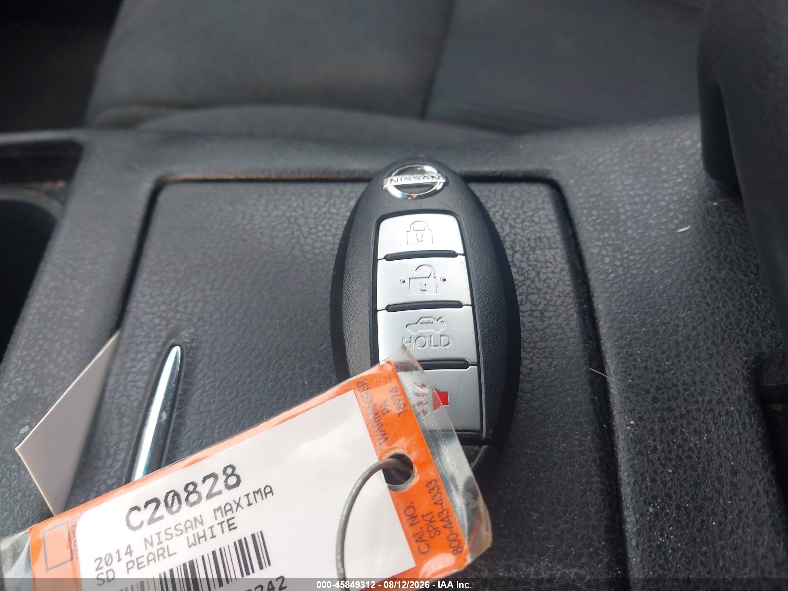 2014 Nissan Maxima 3.5 S White vin: 1N4AA5AP4EC476242