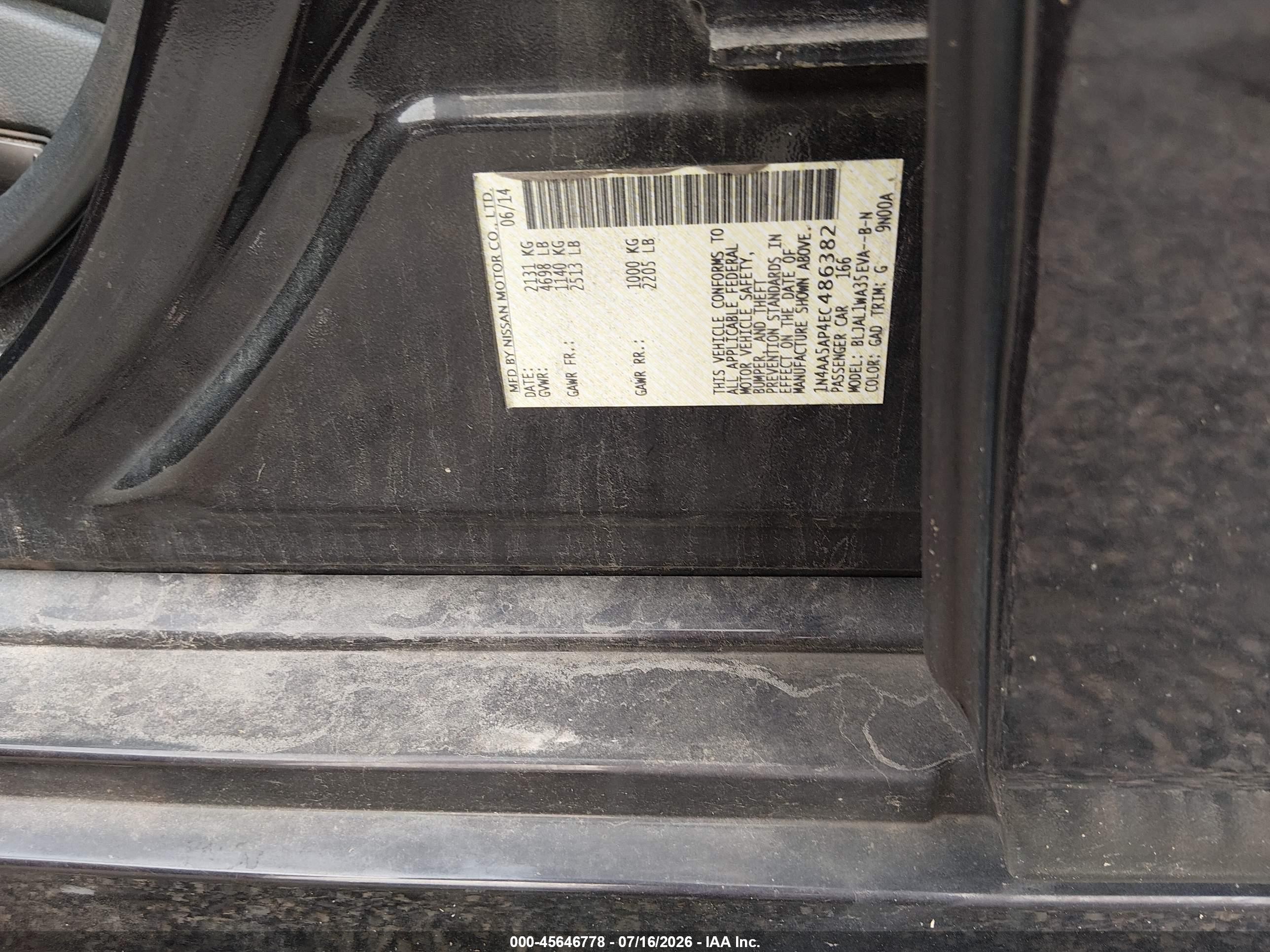 2014 Nissan Maxima 3.5 Sv Burgundy vin: 1N4AA5AP4EC486382