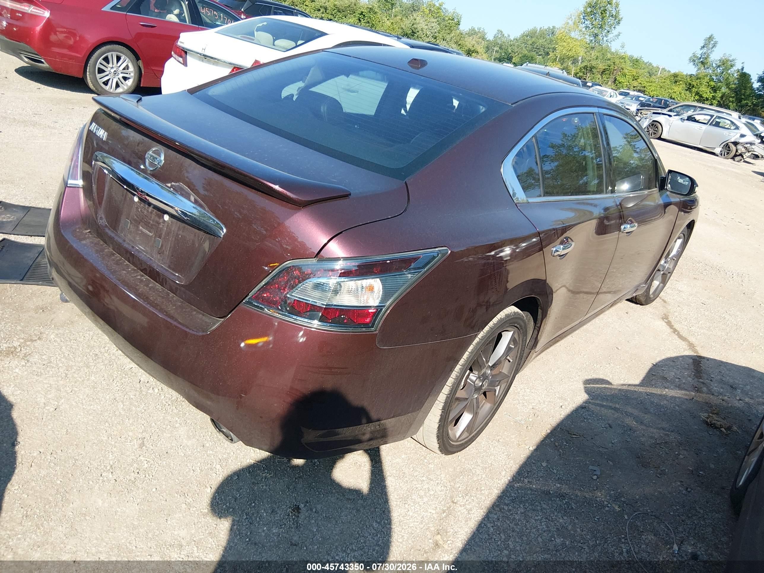 2014 Nissan Maxima 3.5 Sv Фиолетовый vin: 1N4AA5AP4EC495129