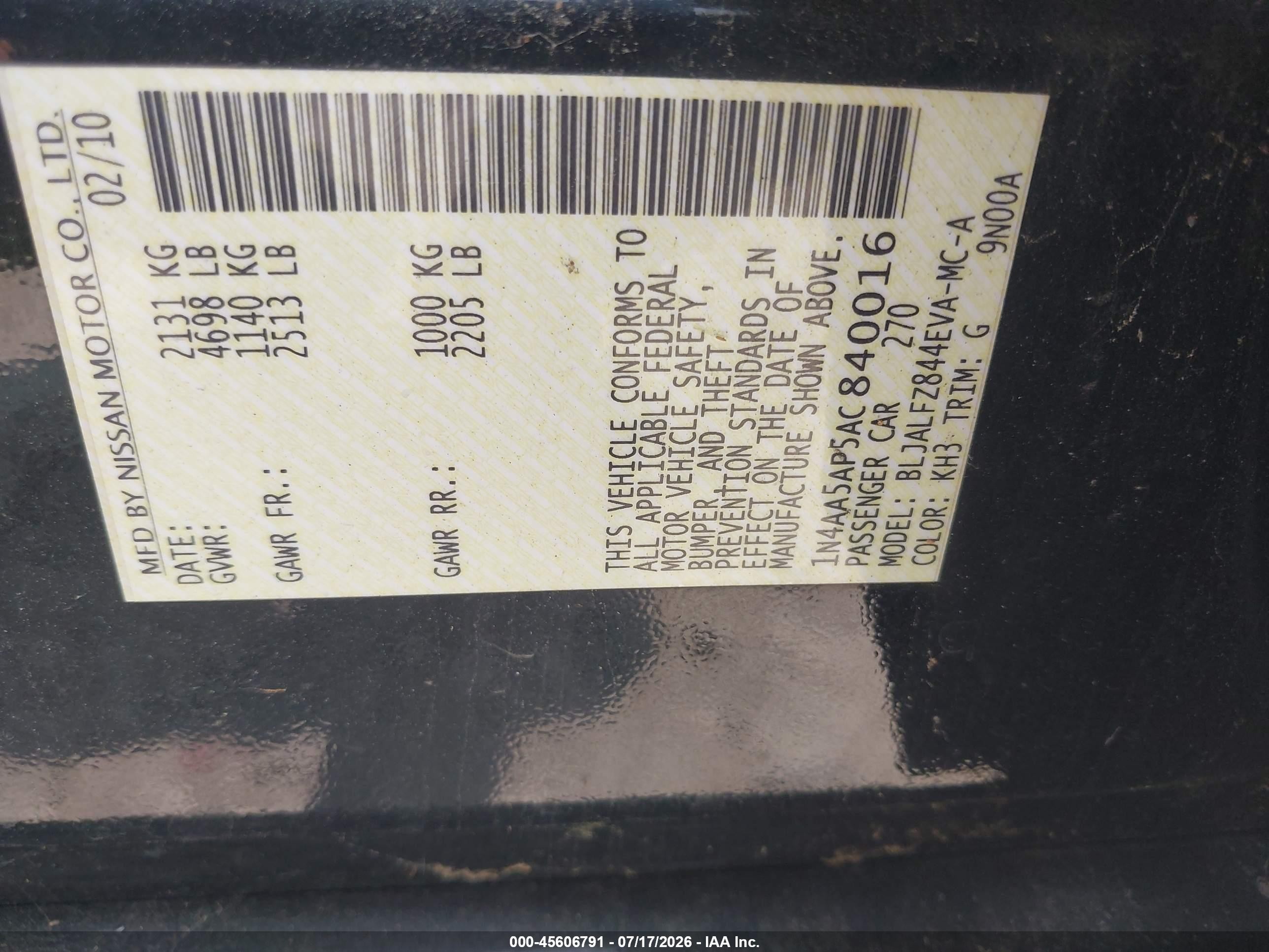 2010 Nissan Maxima 3.5 Sv Black vin: 1N4AA5AP5AC840016