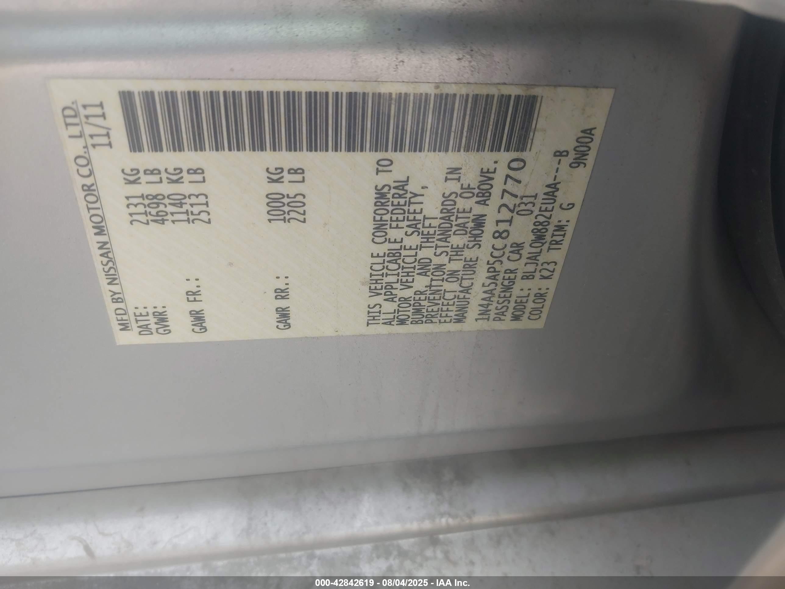 2012 Nissan Maxima 3.5 S Silver vin: 1N4AA5AP5CC812770