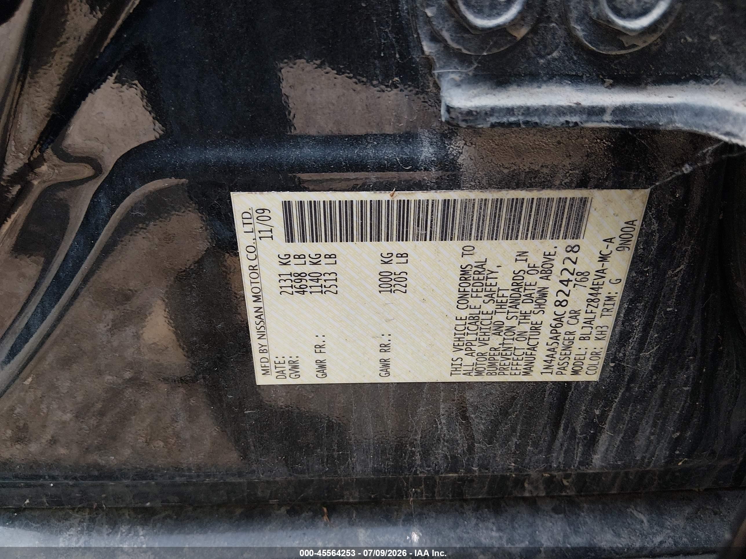 2010 Nissan Maxima 3.5 Sv Black vin: 1N4AA5AP6AC824228