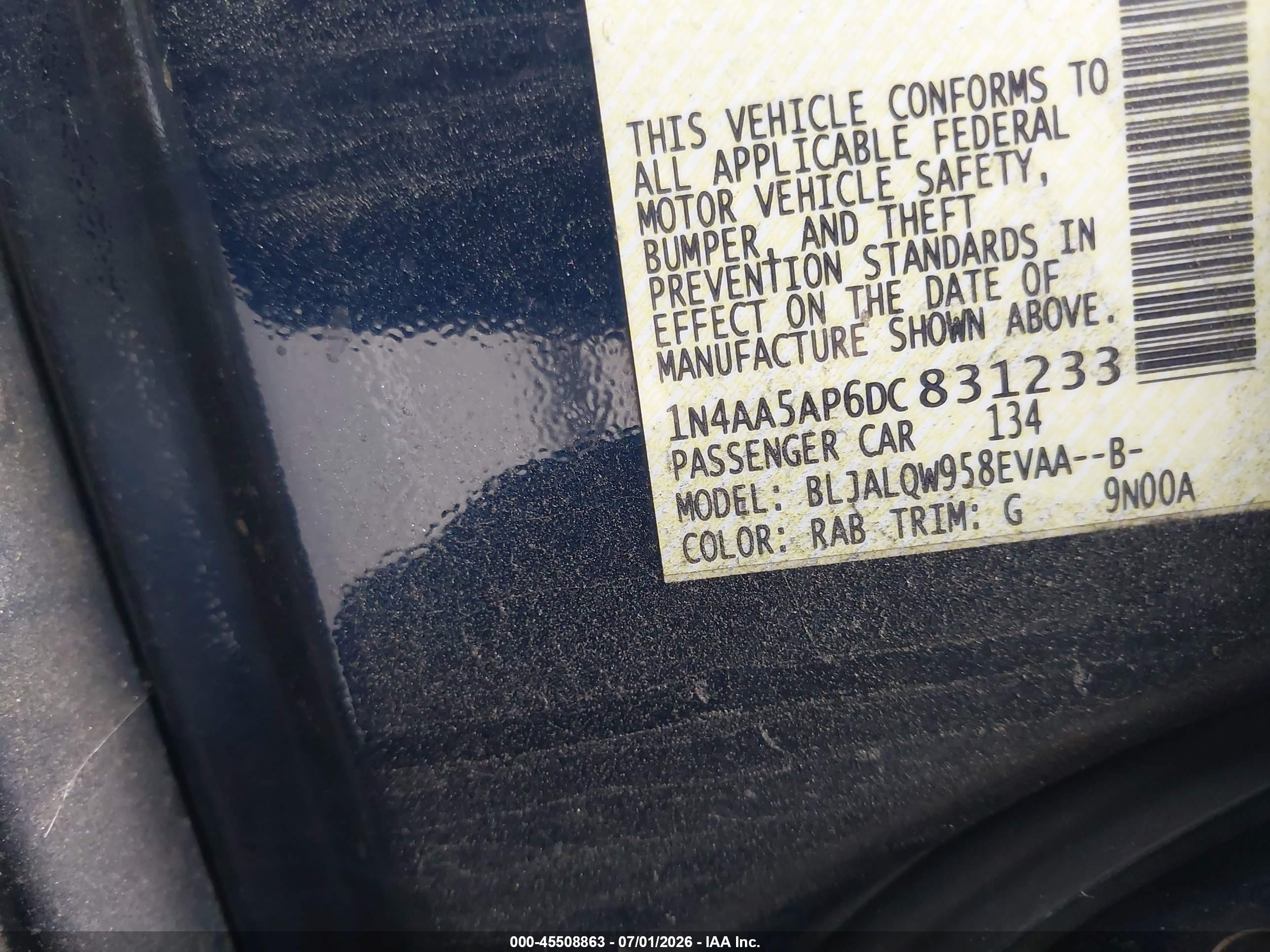 2013 Nissan Maxima 3.5 S Blue vin: 1N4AA5AP6DC831233