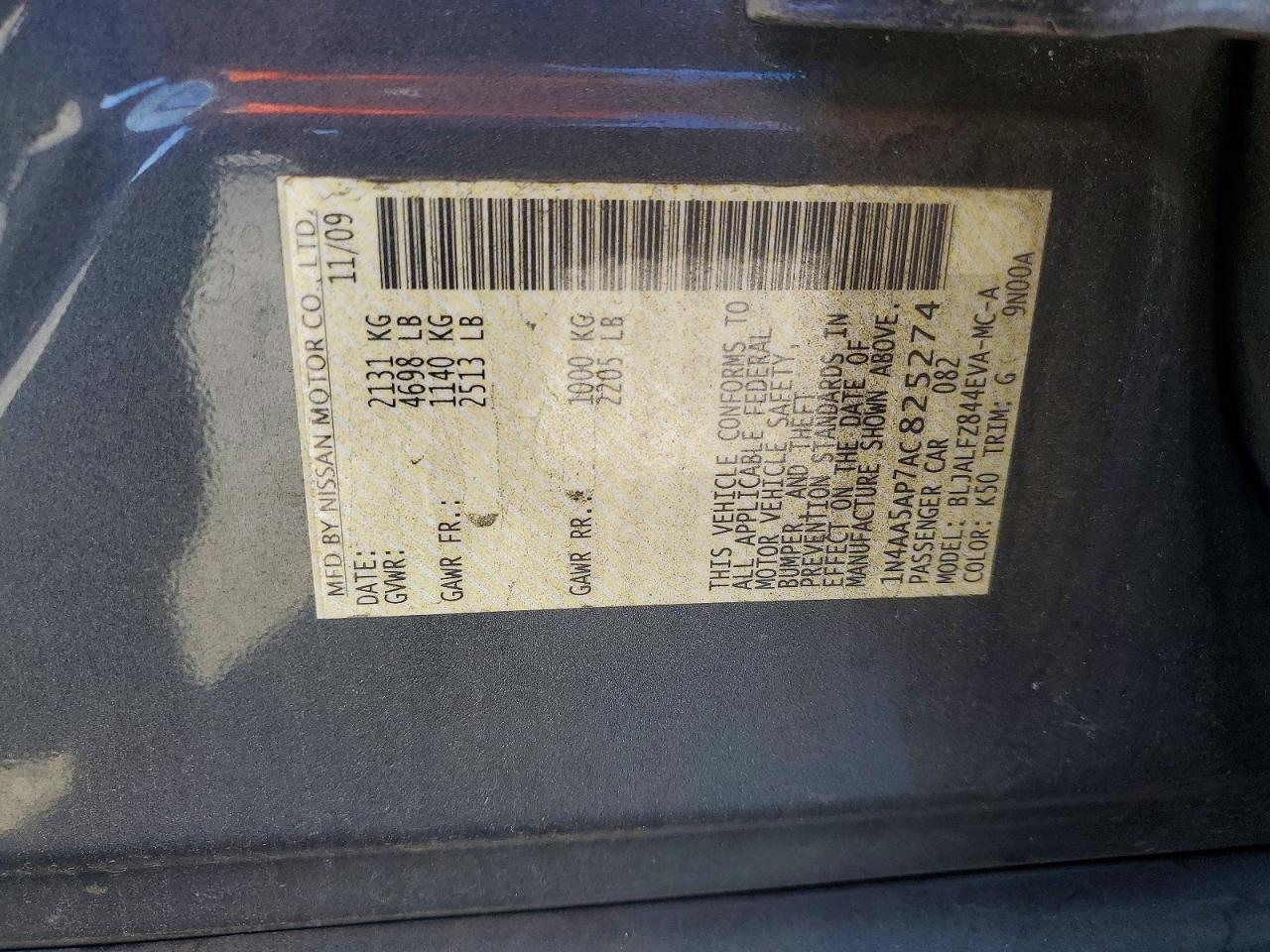 2010 Nissan Maxima 3.5 S Gray vin: 1N4AA5AP7AC825274