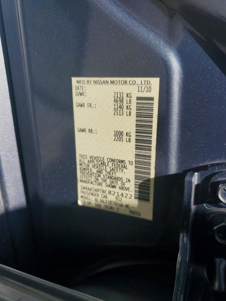 2011 Nissan Maxima 3.5 S Gray vin: 1N4AA5AP7BC821422