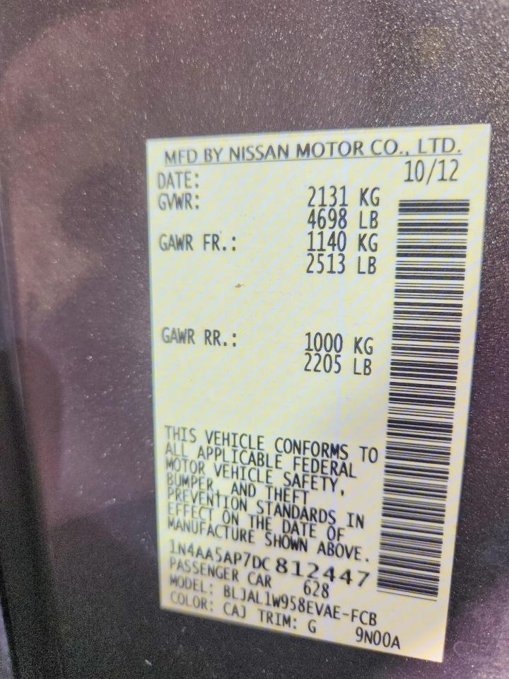 2013 Nissan Maxima 3.5 Sv Gray vin: 1N4AA5AP7DC812447
