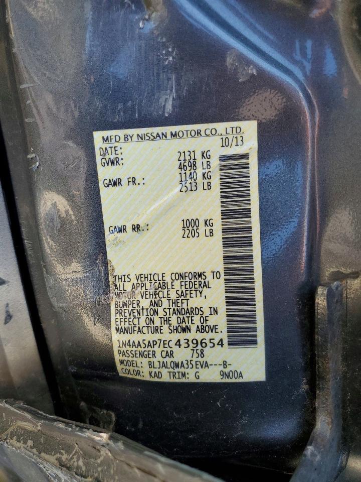 2014 Nissan Maxima 3.5 S Gray vin: 1N4AA5AP7EC439654