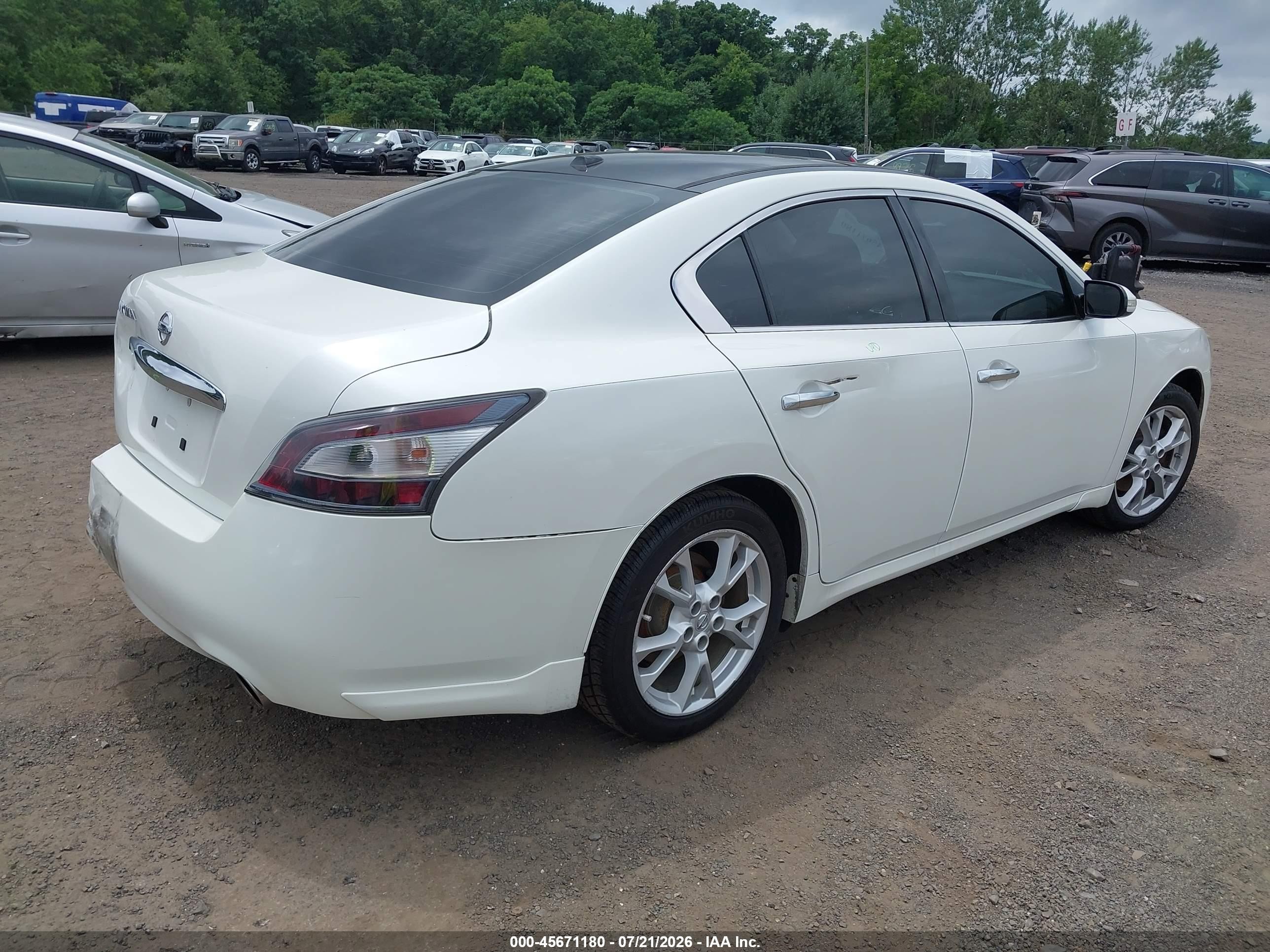 2014 Nissan Maxima 3.5 Sv White vin: 1N4AA5AP7EC472542