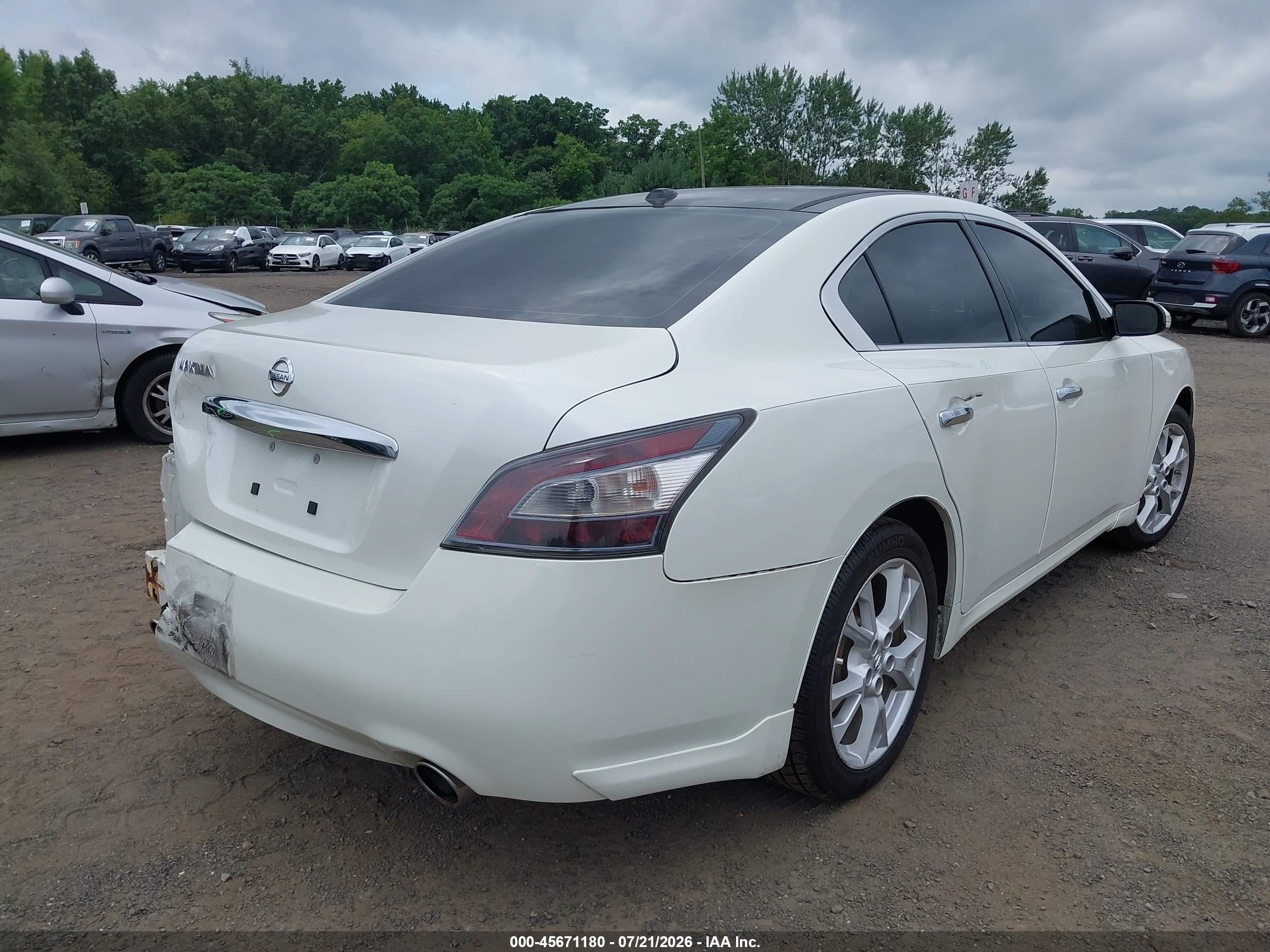 2014 Nissan Maxima 3.5 Sv White vin: 1N4AA5AP7EC472542