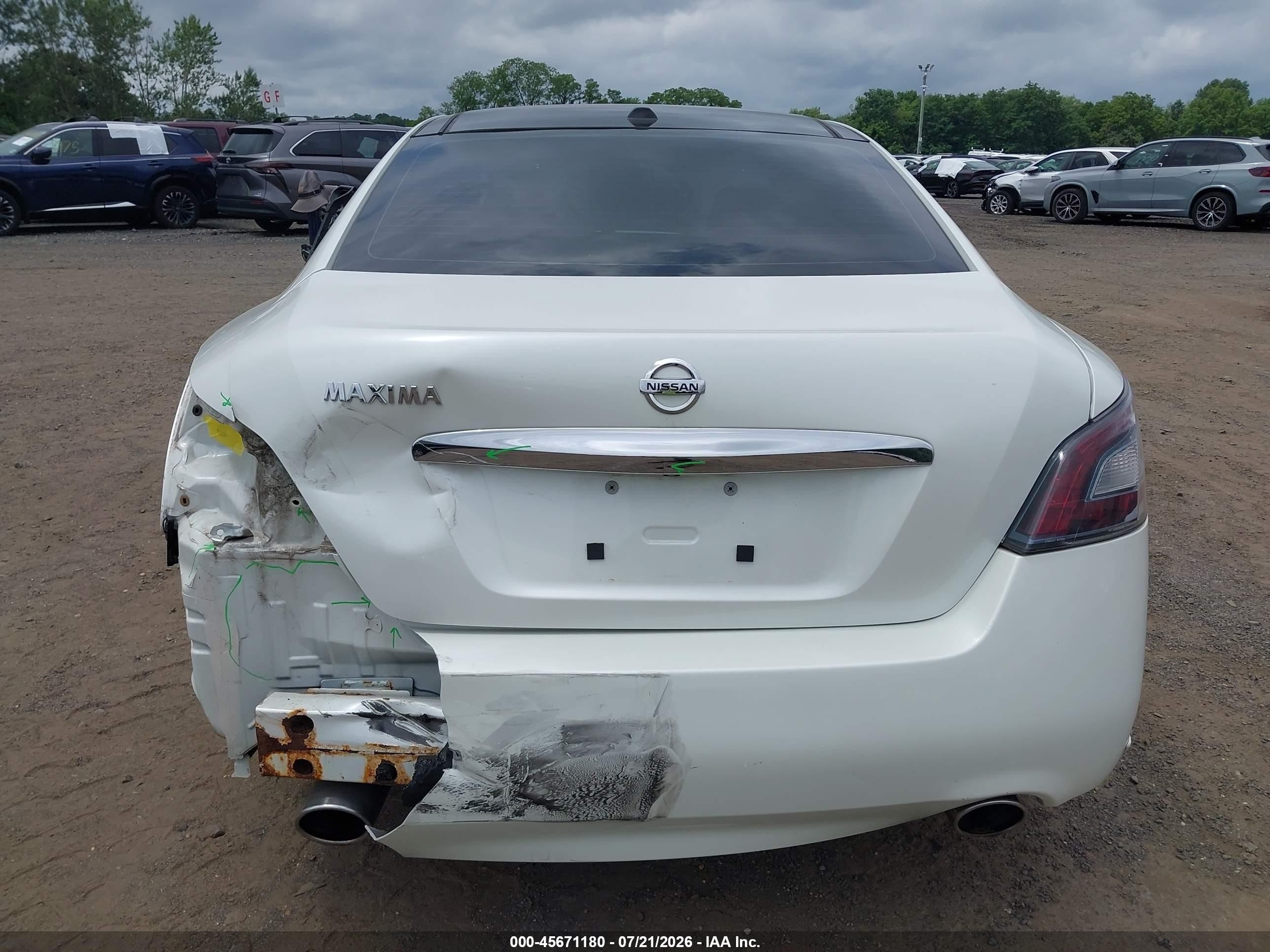 2014 Nissan Maxima 3.5 Sv White vin: 1N4AA5AP7EC472542