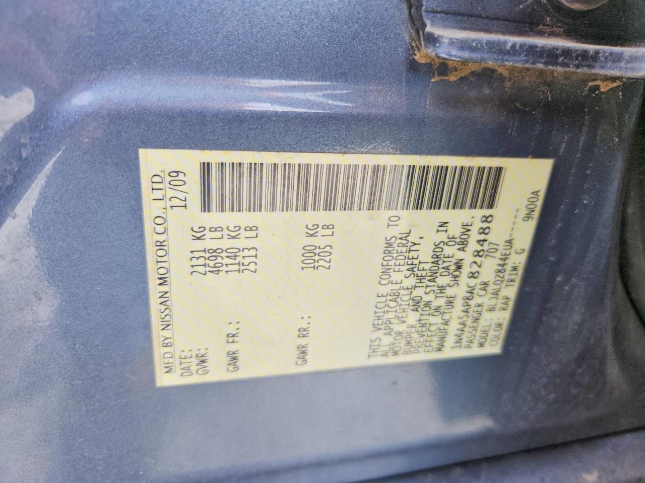 2010 Nissan Maxima 3.5 S Blue vin: 1N4AA5AP8AC828488