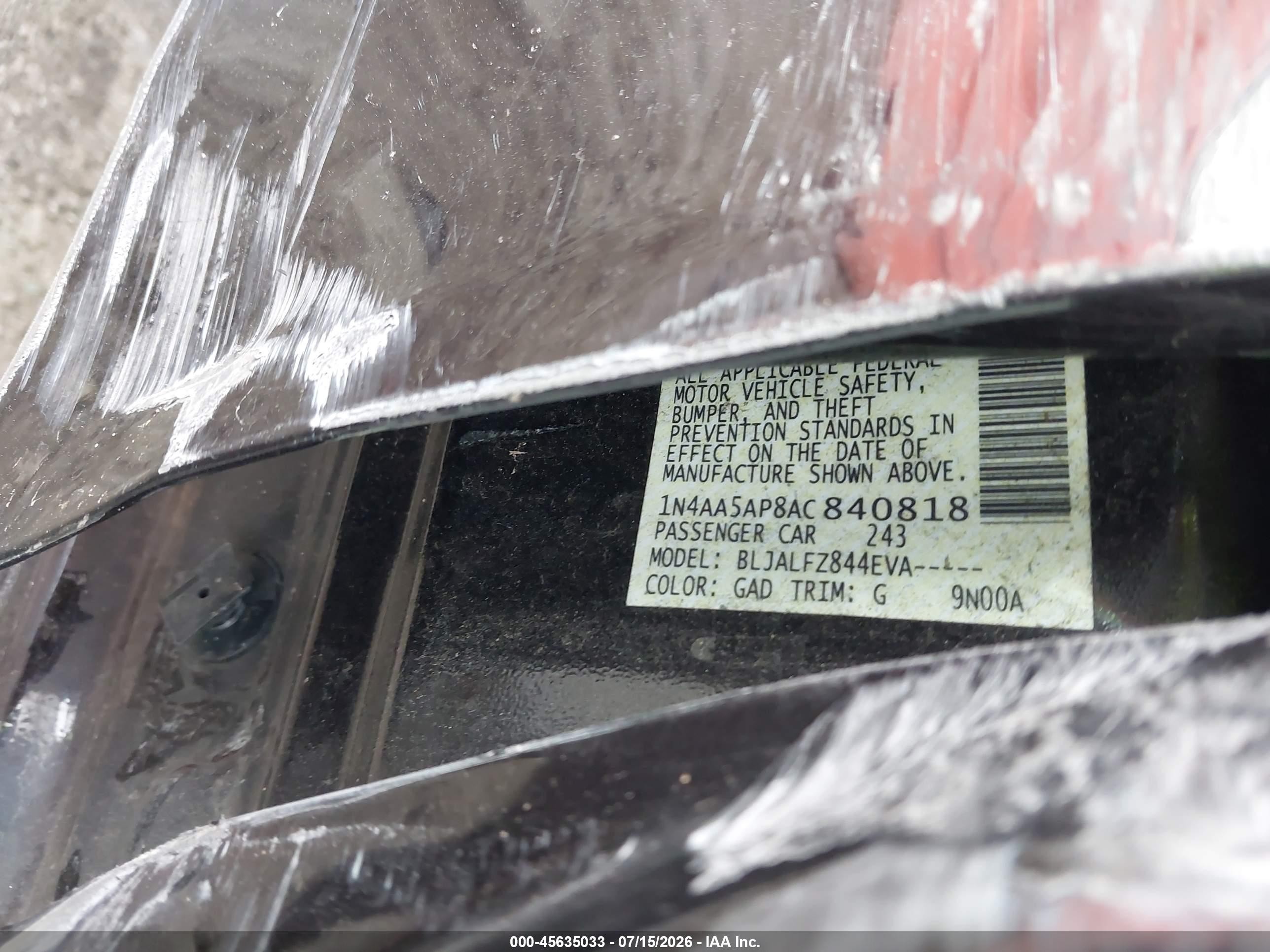 2010 Nissan Maxima 3.5 Sv Black vin: 1N4AA5AP8AC840818