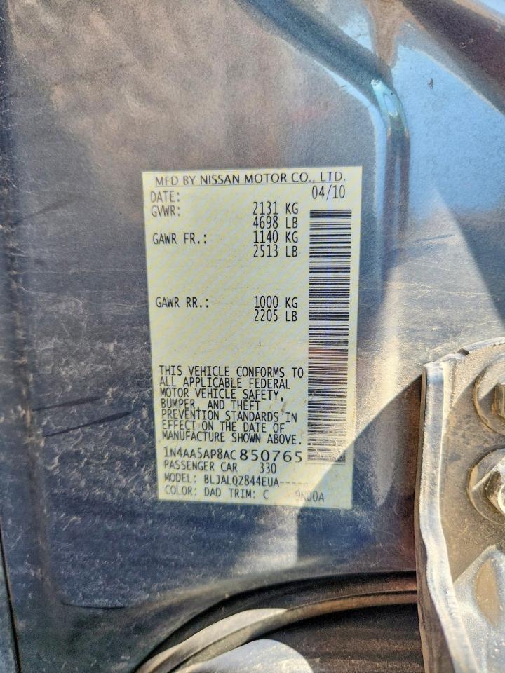 2010 Niss Maxima Blue vin: 1N4AA5AP8AC850765