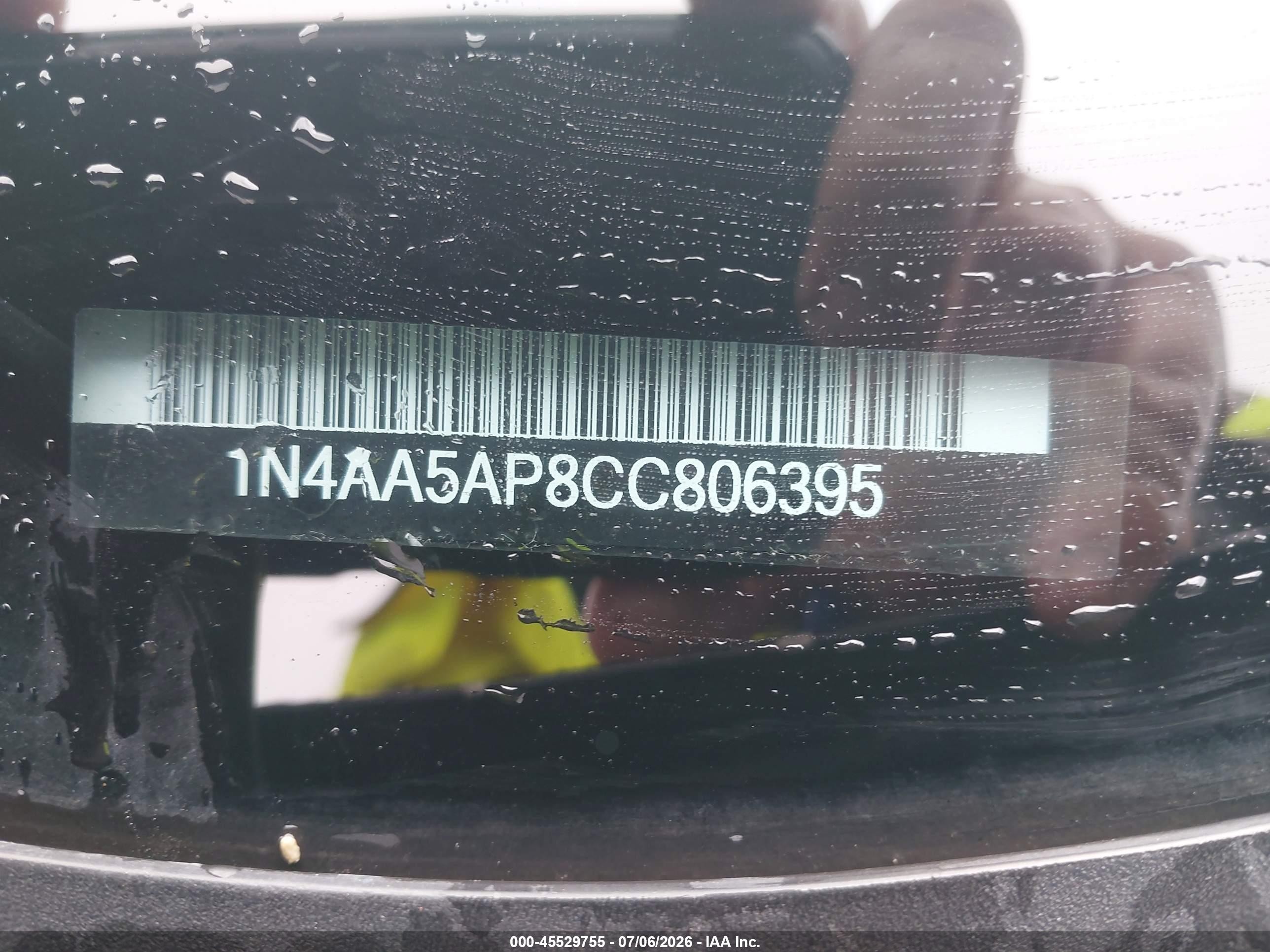 2012 Nissan Maxima 3.5 Sv Black vin: 1N4AA5AP8CC806395