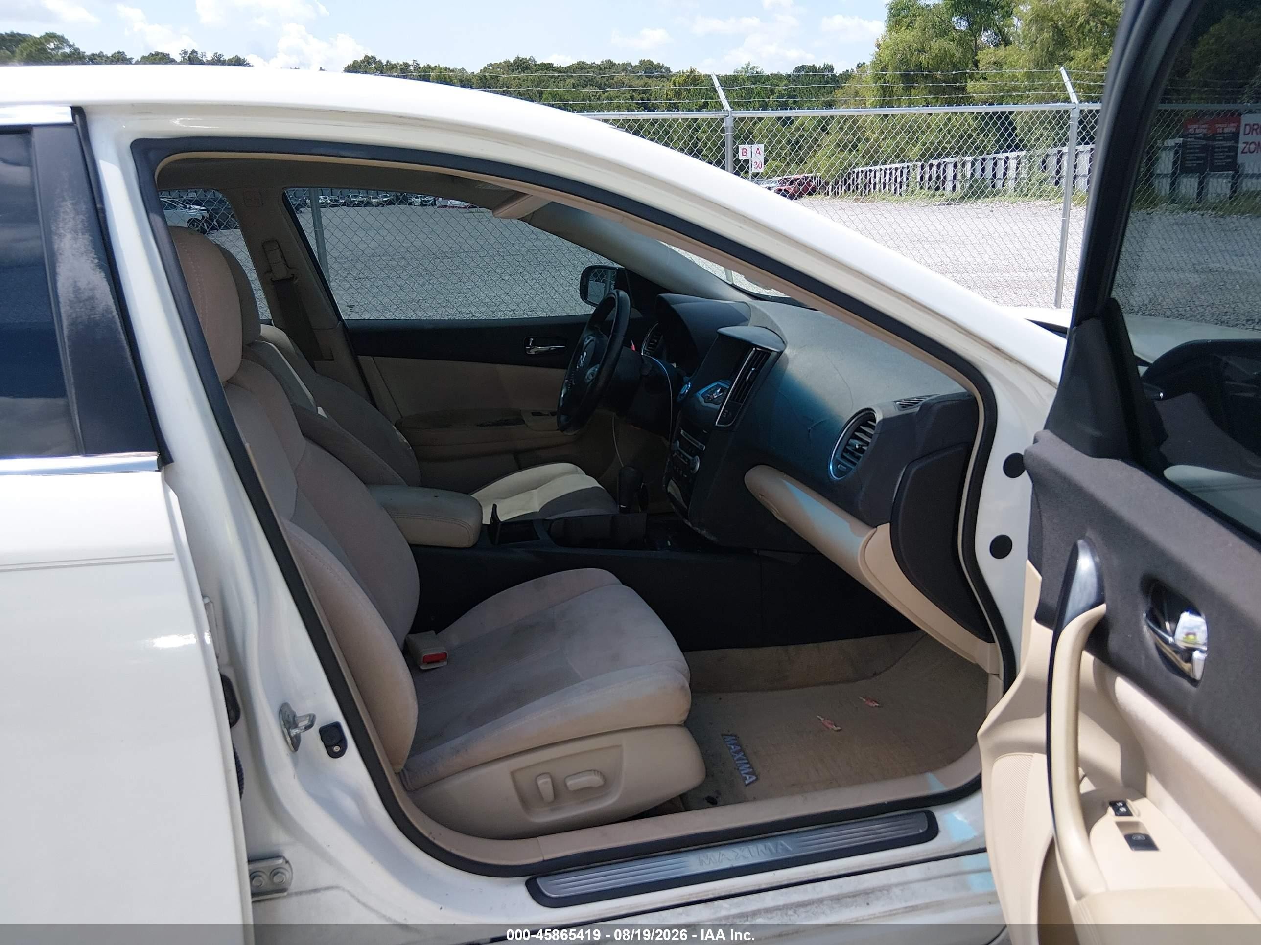 2012 Nissan Maxima 3.5 S White vin: 1N4AA5AP8CC818790