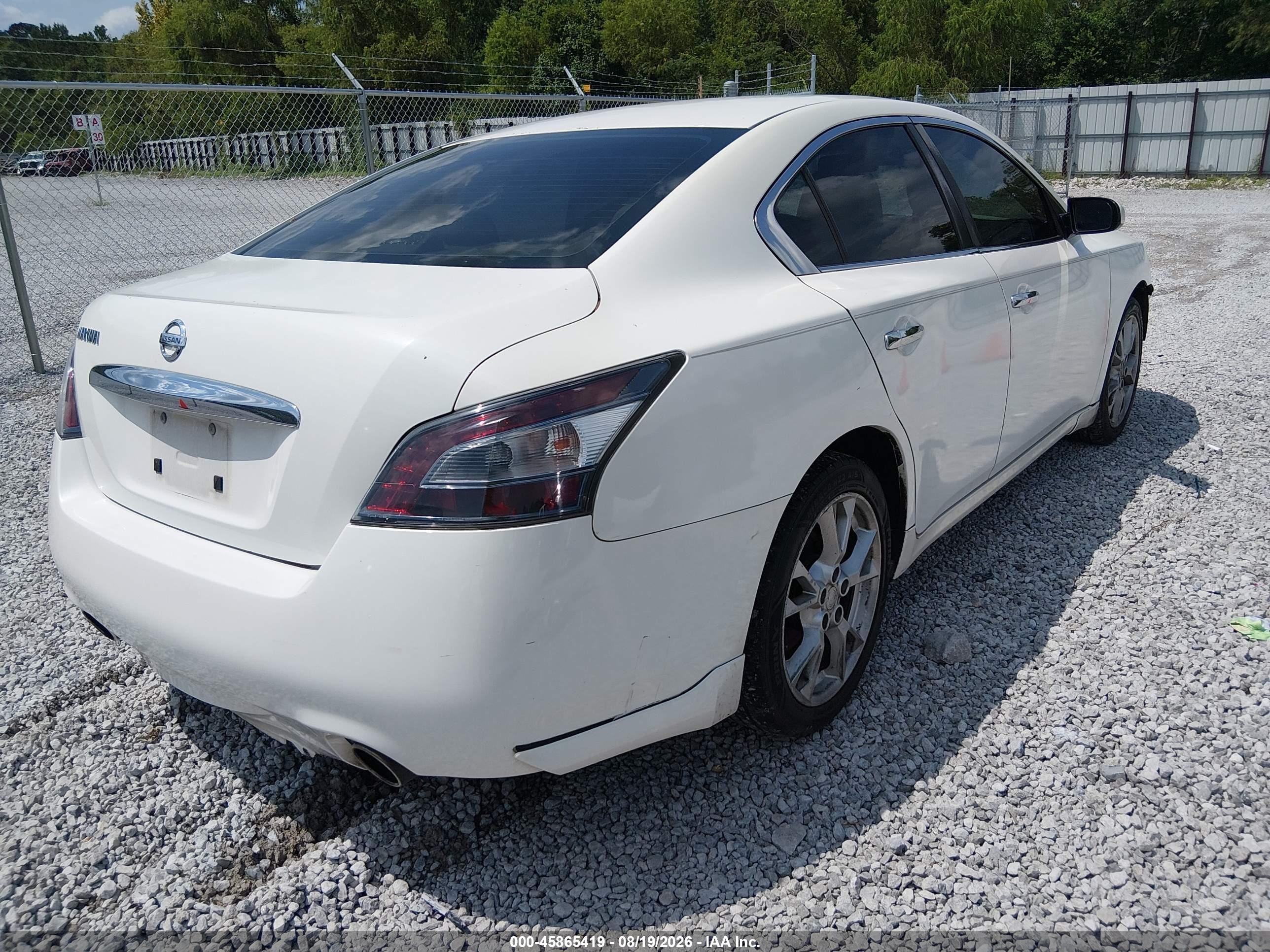 2012 Nissan Maxima 3.5 S White vin: 1N4AA5AP8CC818790