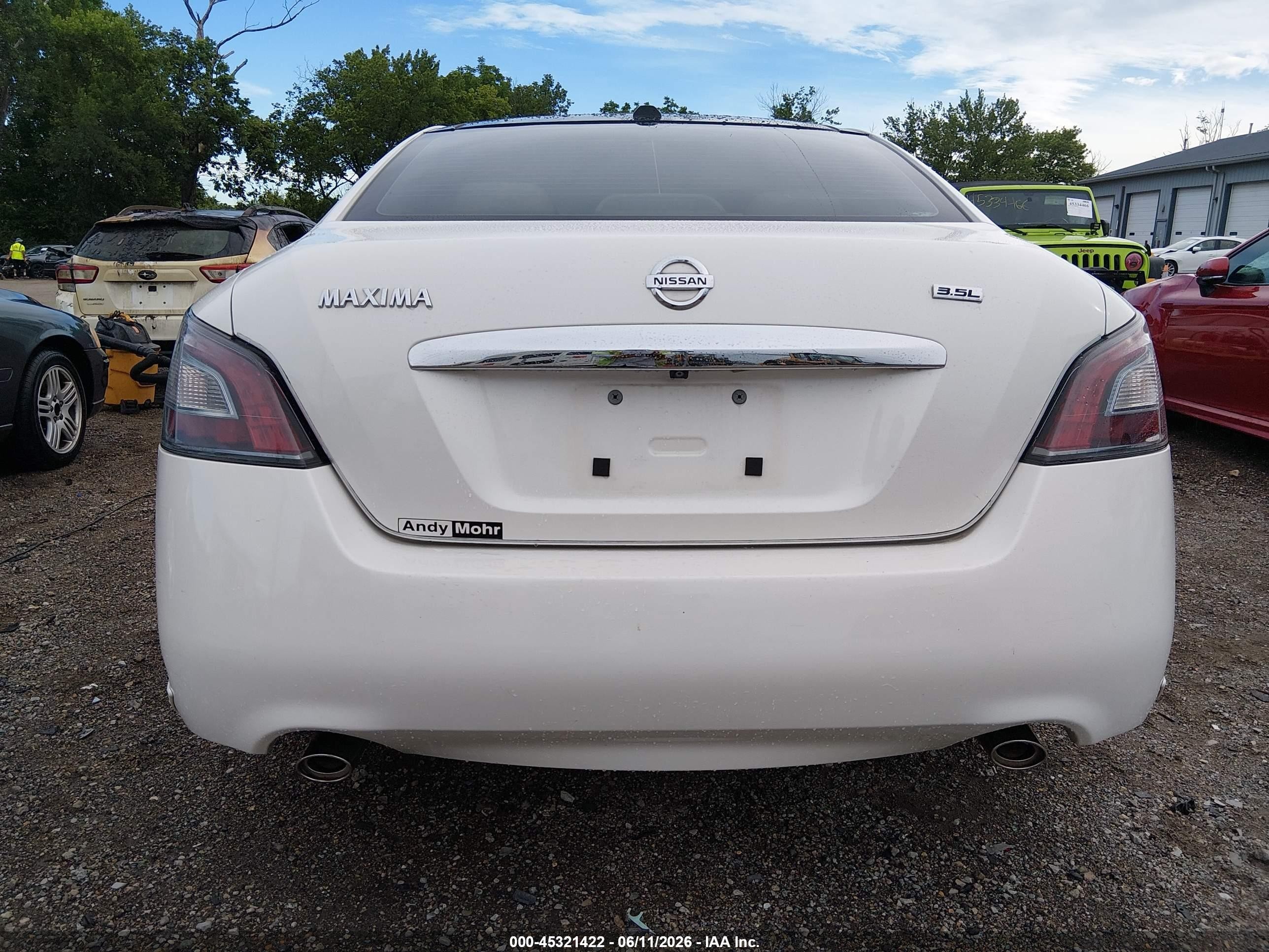 2012 Nissan Maxima 3.5 Sv White vin: 1N4AA5AP8CC830499
