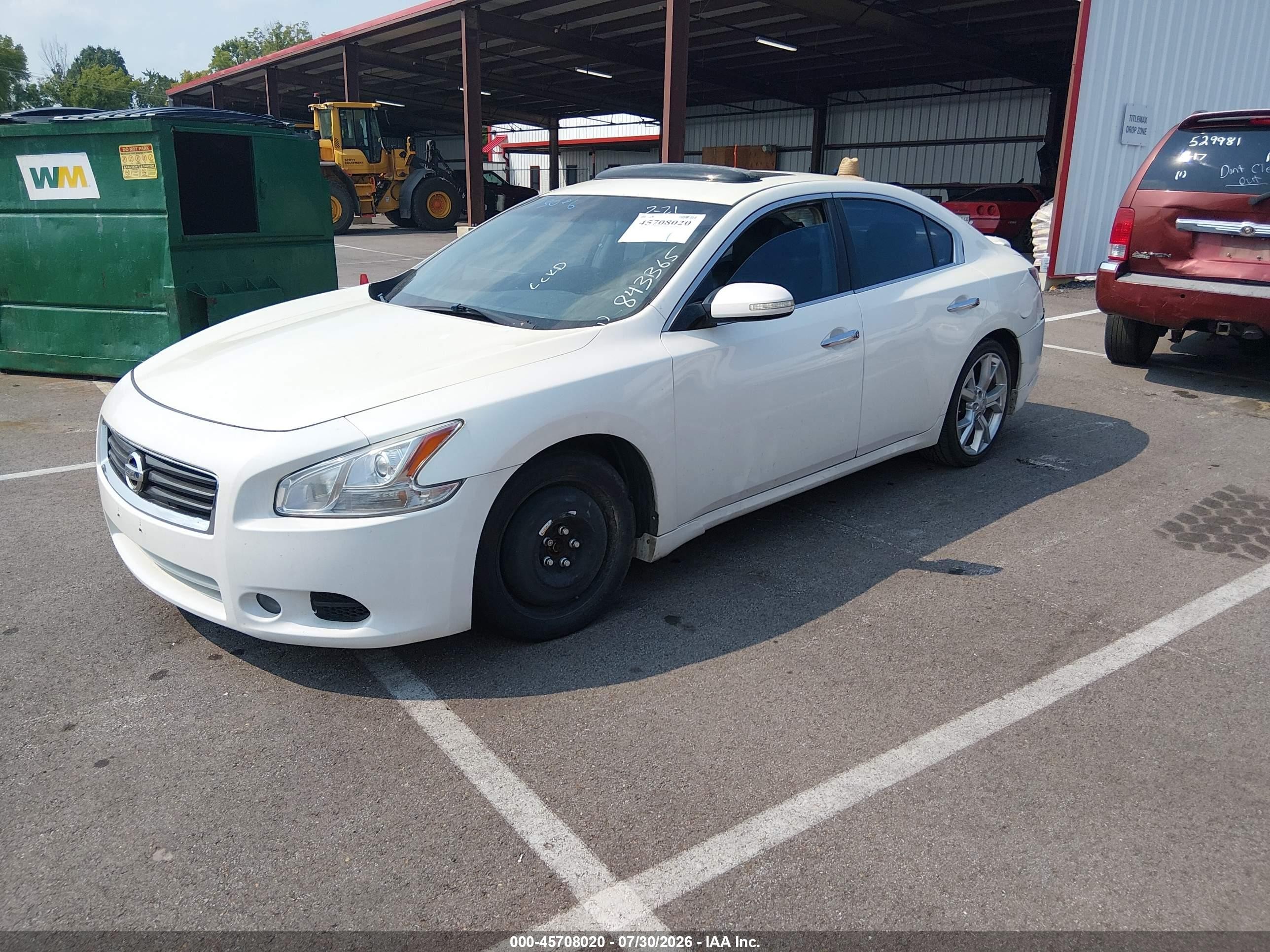 2012 Nissan Maxima 3.5 Sv White vin: 1N4AA5AP8CC843365