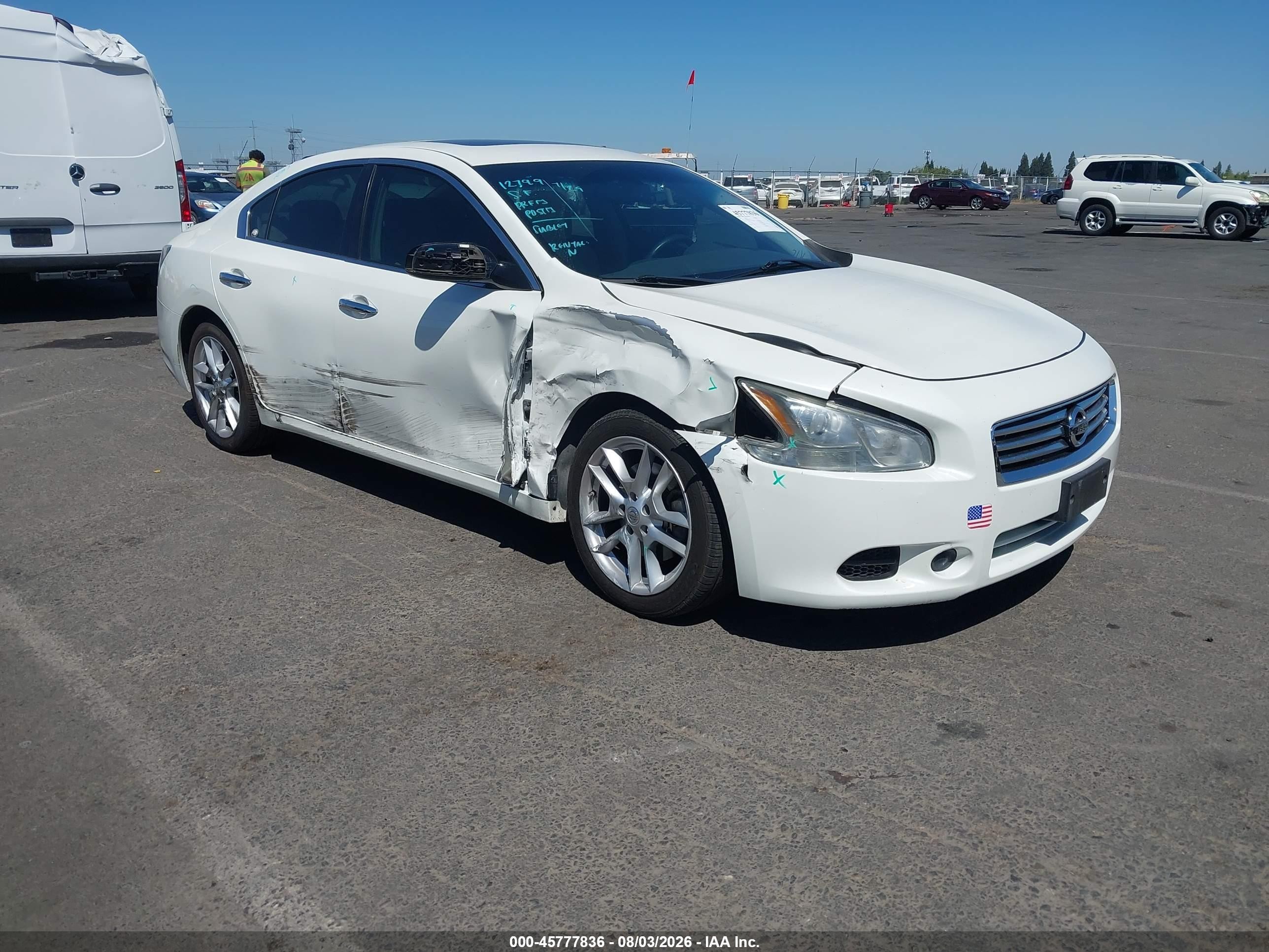 2013 Nissan Maxima 3.5 S White vin: 1N4AA5AP8DC824123