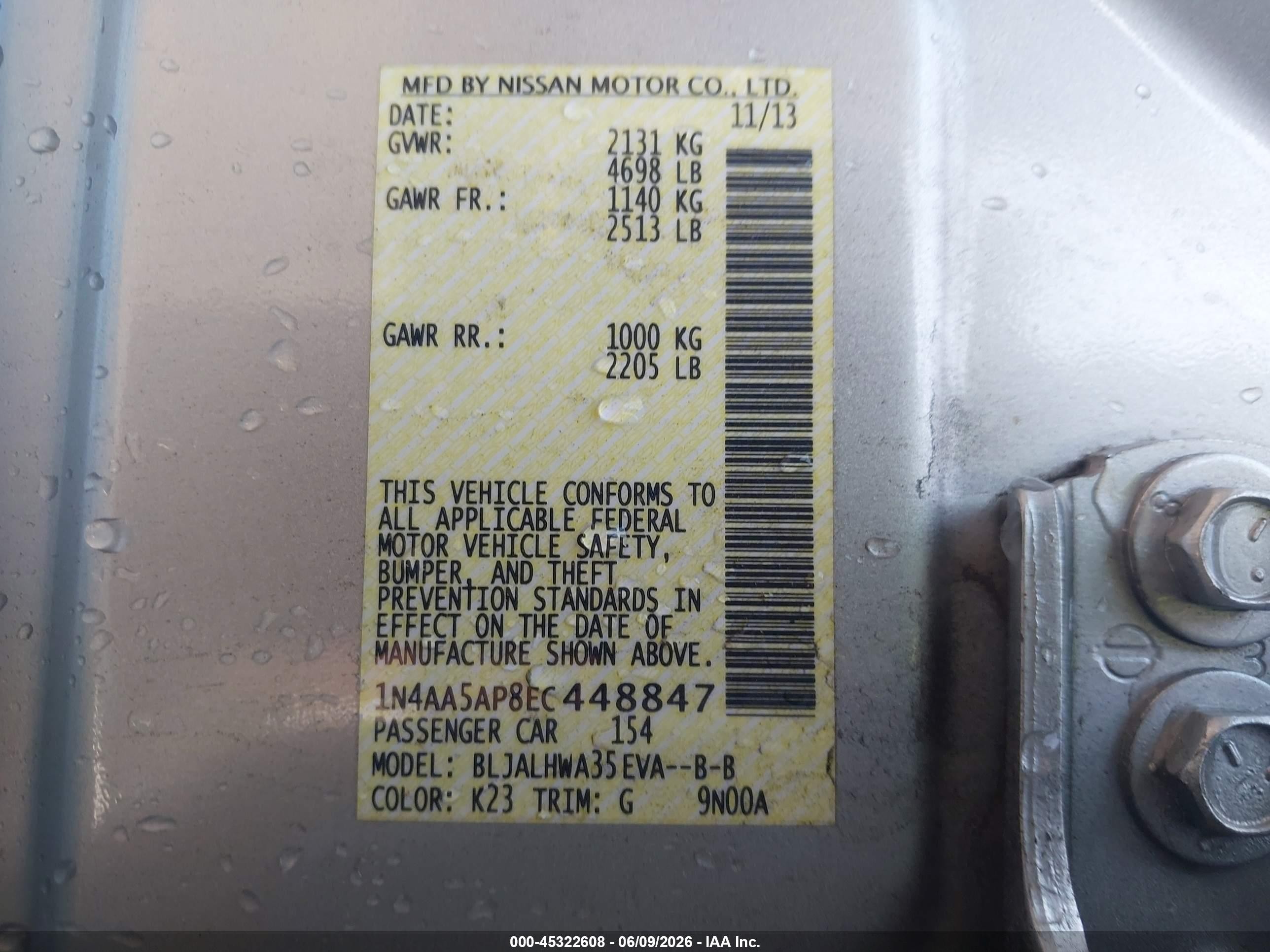 2014 Nissan Maxima 3.5 Sv Silver vin: 1N4AA5AP8EC448847