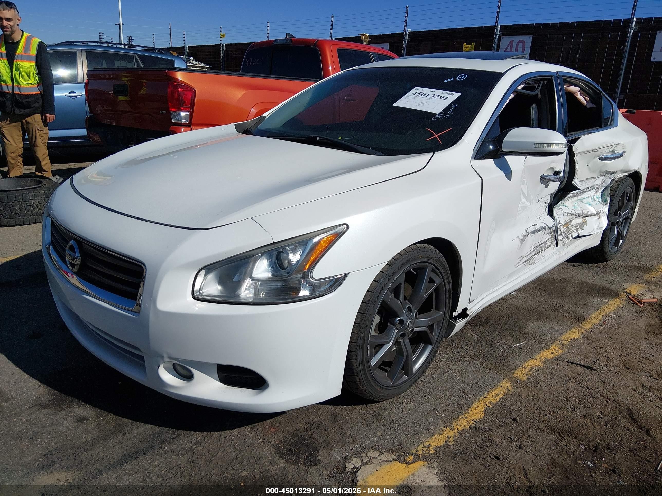 2014 Nissan Maxima 3.5 Sv White vin: 1N4AA5AP8EC909755