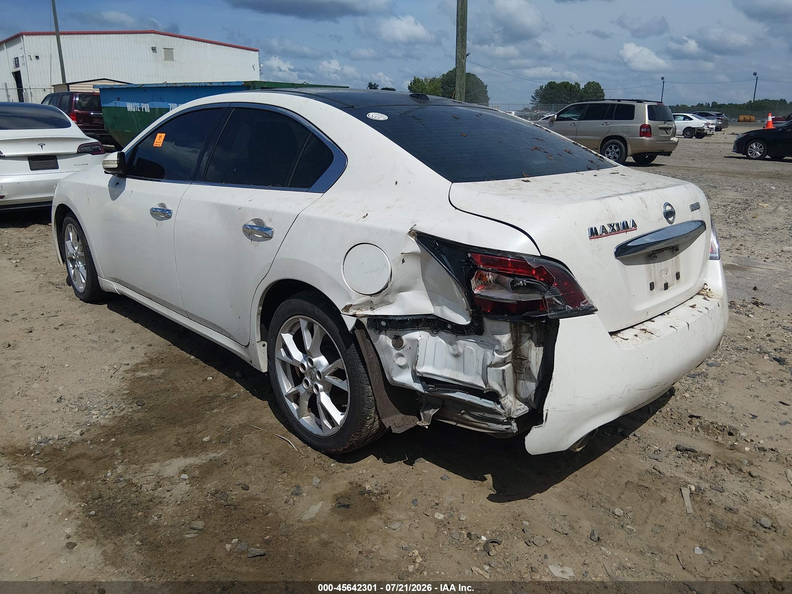 2012 Nissan Maxima 3.5 Sv White vin: 1N4AA5AP9CC822847