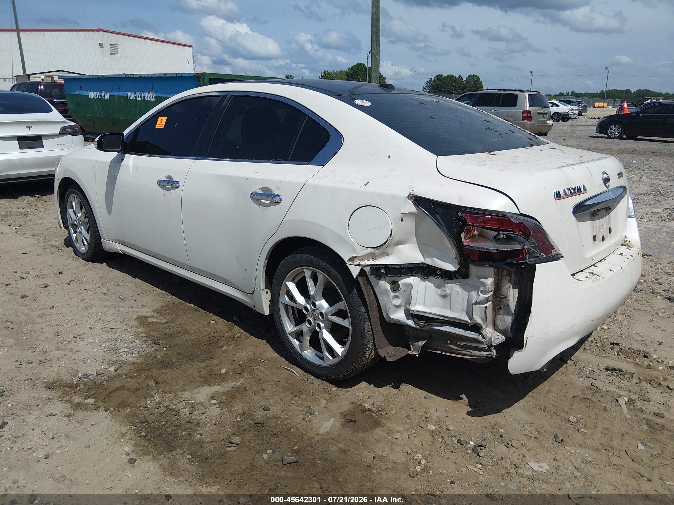 2012 Nissan Maxima 3.5 Sv White vin: 1N4AA5AP9CC822847