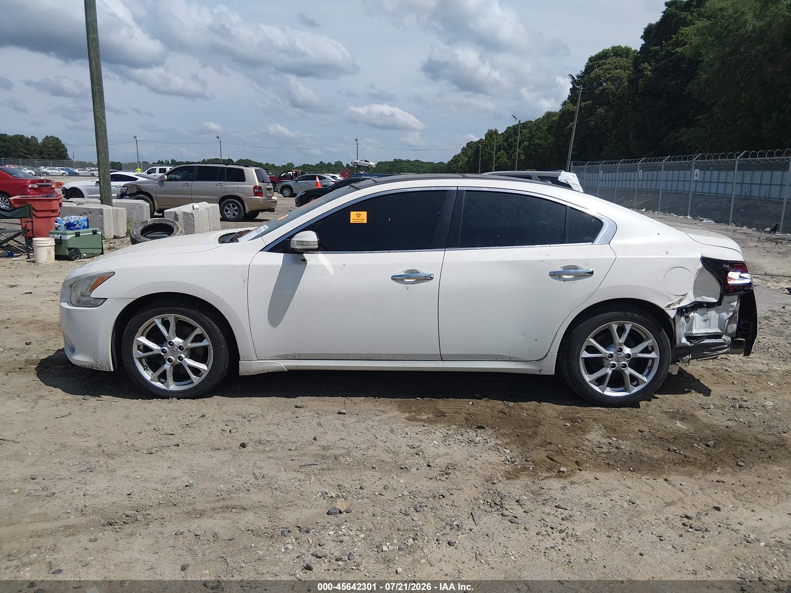 2012 Nissan Maxima 3.5 Sv White vin: 1N4AA5AP9CC822847