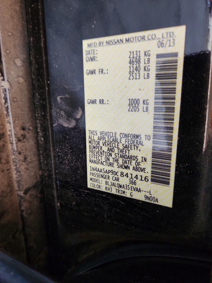 2013 Nissan Maxima 3.5 S Black vin: 1N4AA5AP9DC841416